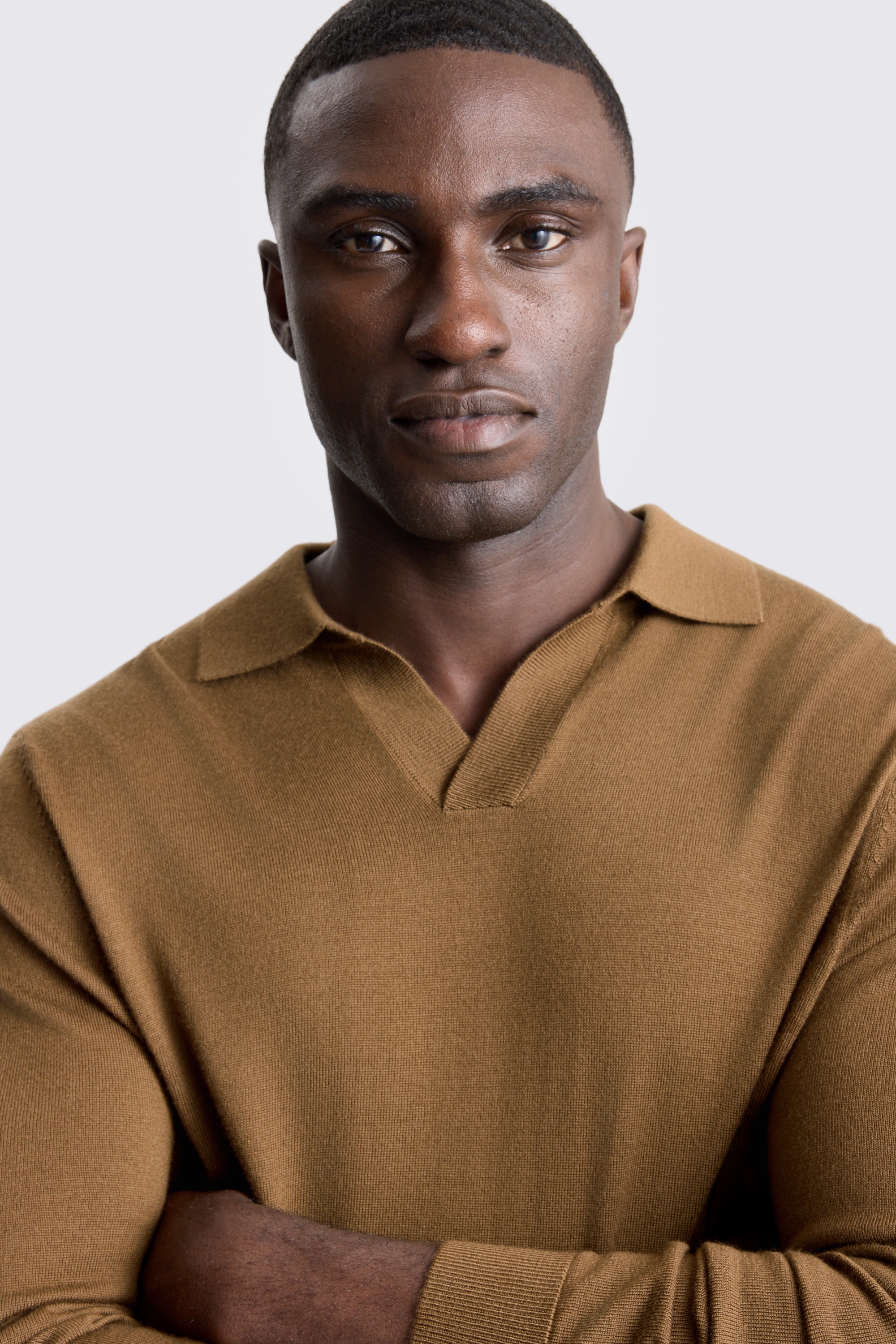 Tobacco Merino-Blend Skipper Shirt