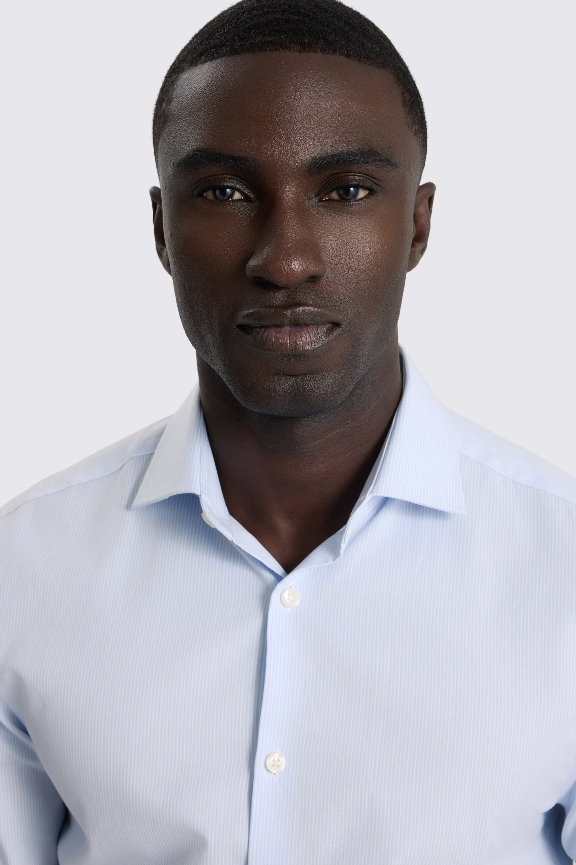 Slim Fit Light Blue Twill Stripe Shirt