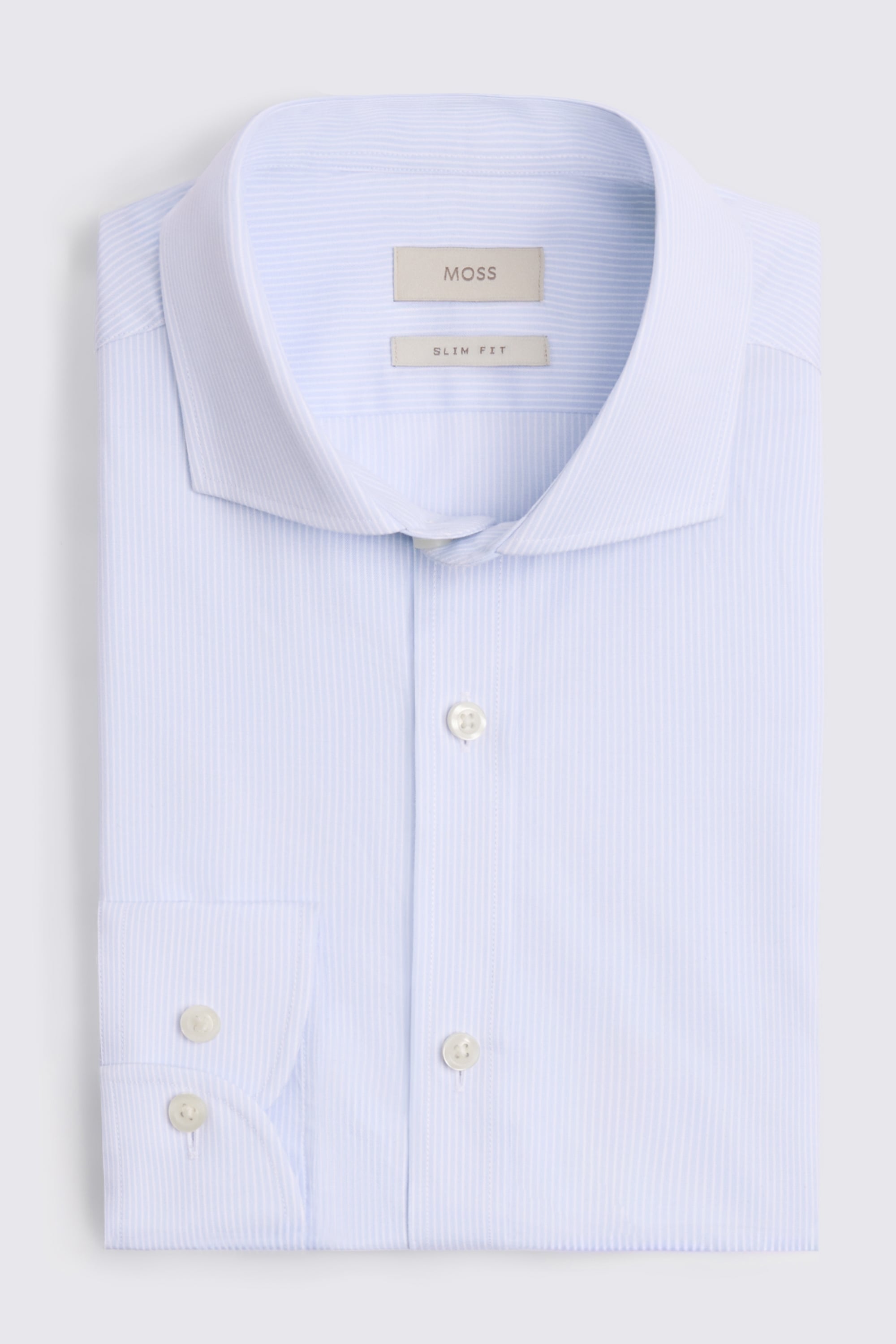 Slim Fit Light Blue Twill Stripe Shirt