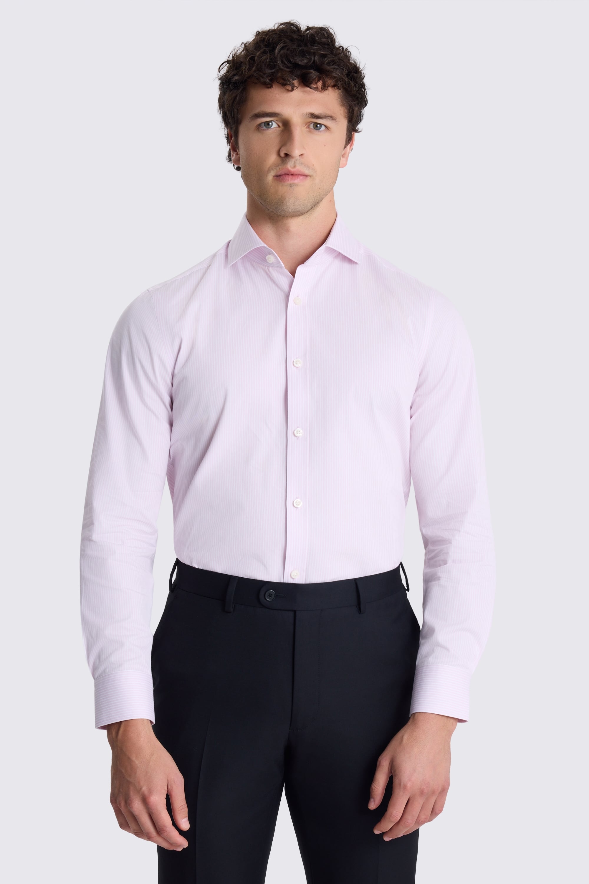 Tailored Fit Pink Stripe Shirt