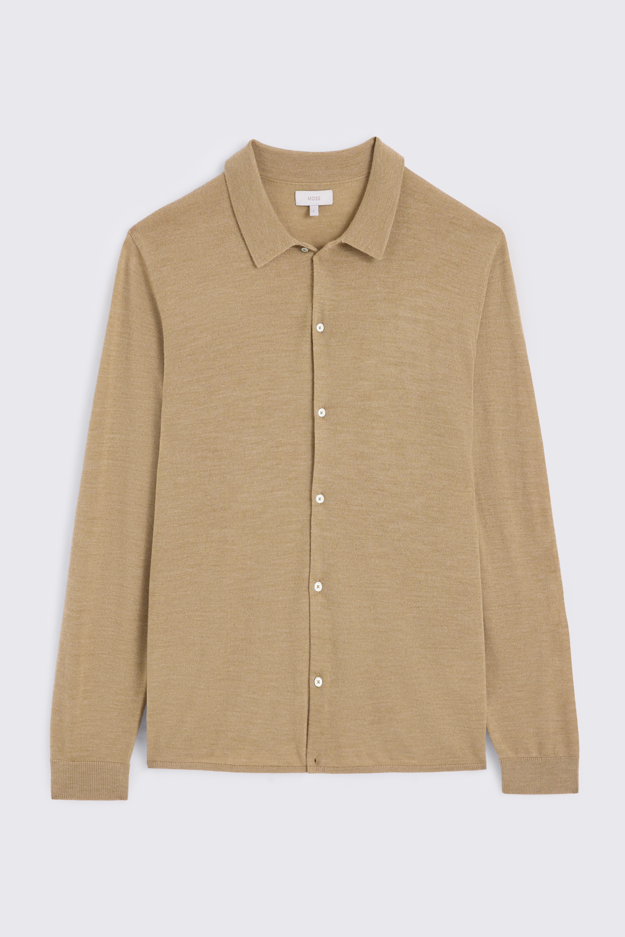 Camel Merino Knitted Shirt