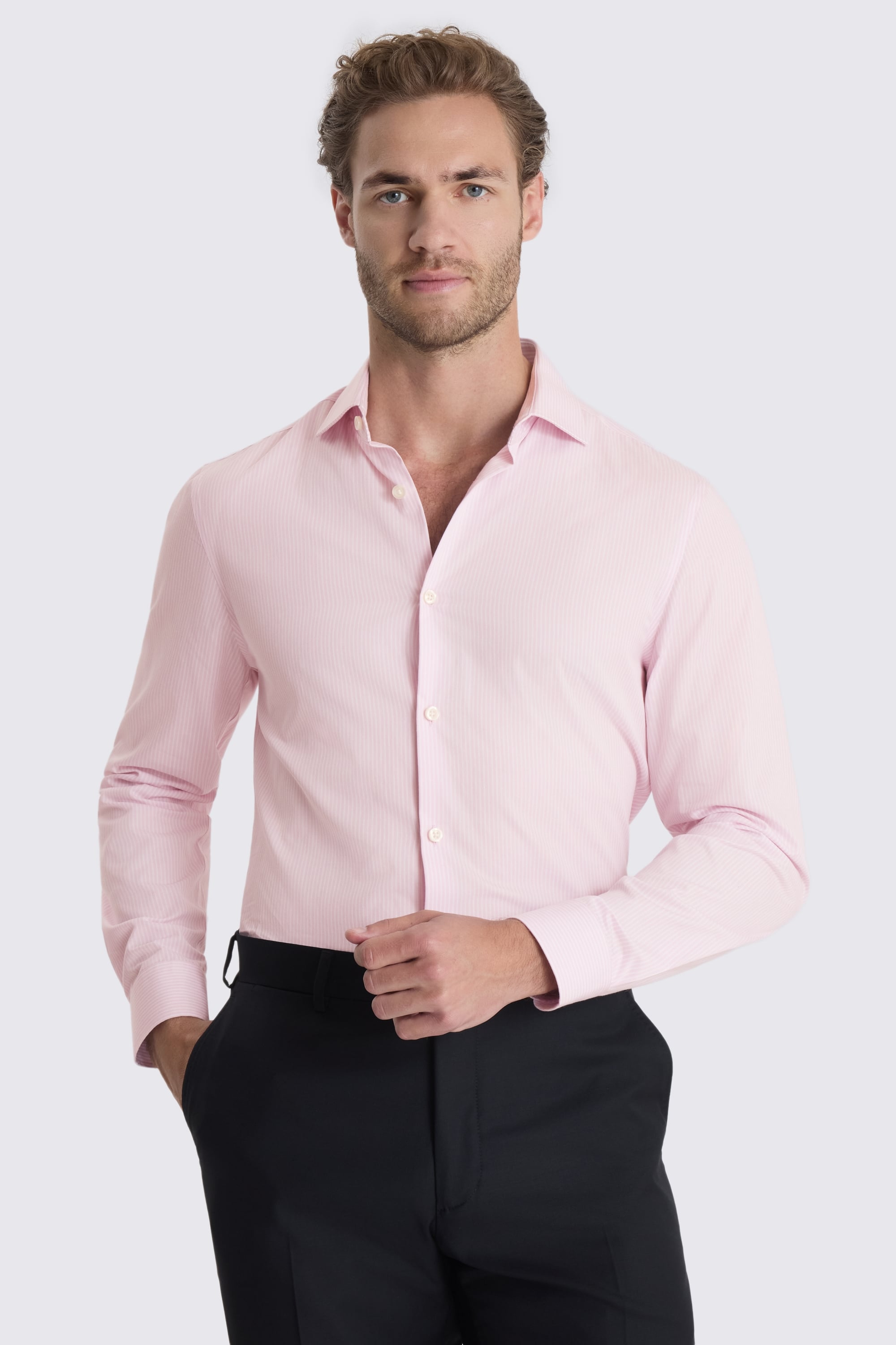 Slim Fit Pink Stripe Shirt