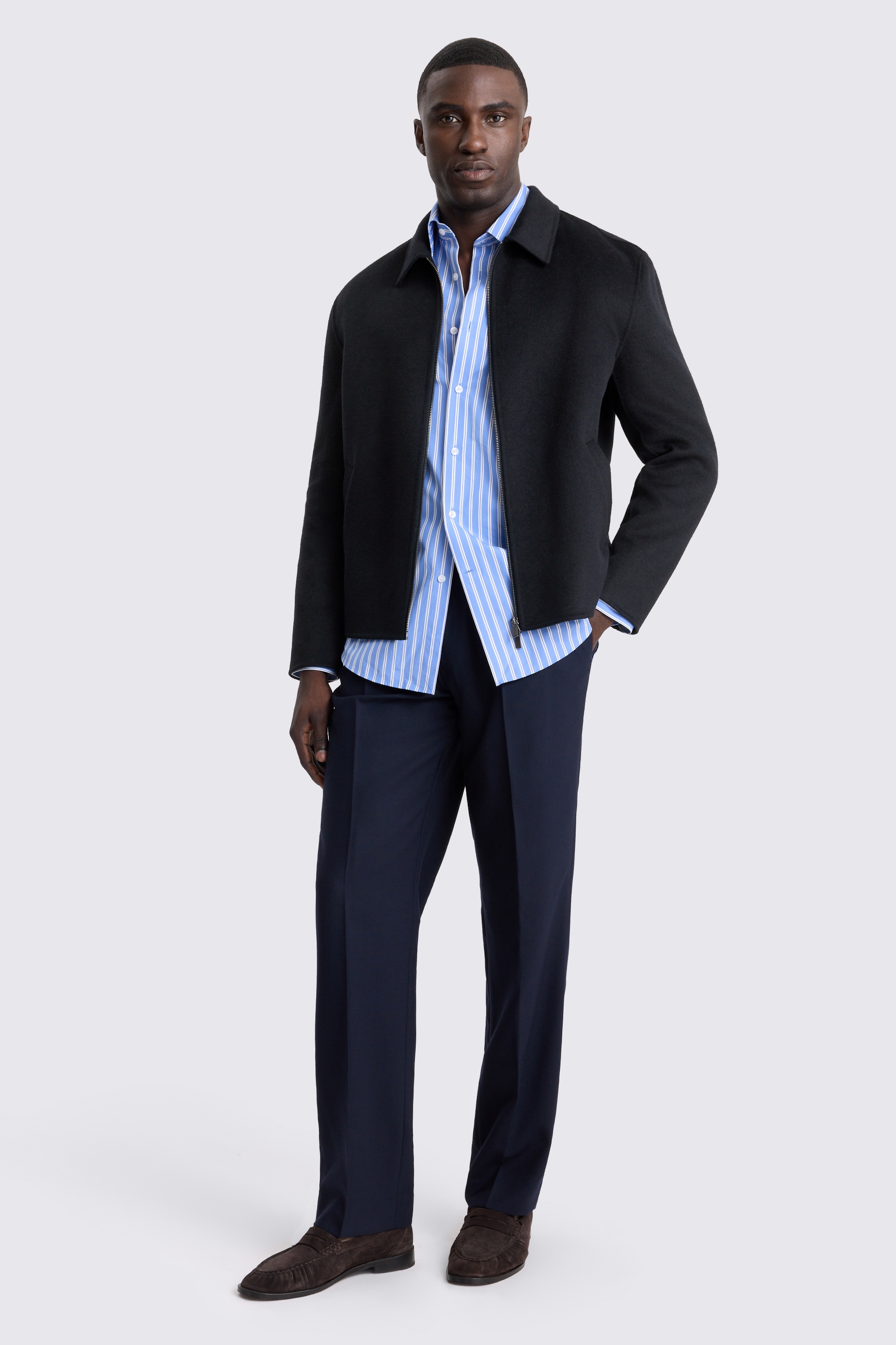Navy Wool Blend Jacket