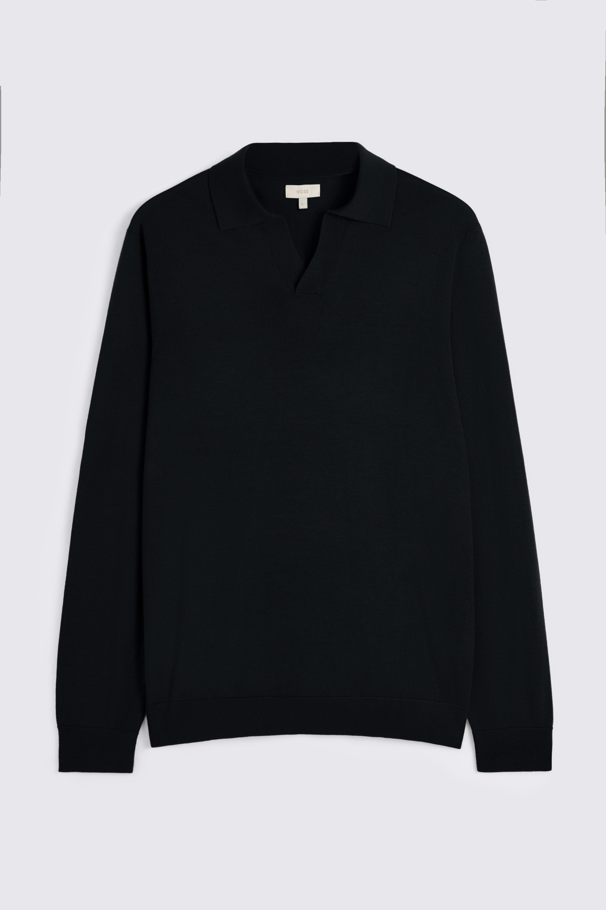 Black Merino-Blend Skipper Polo
