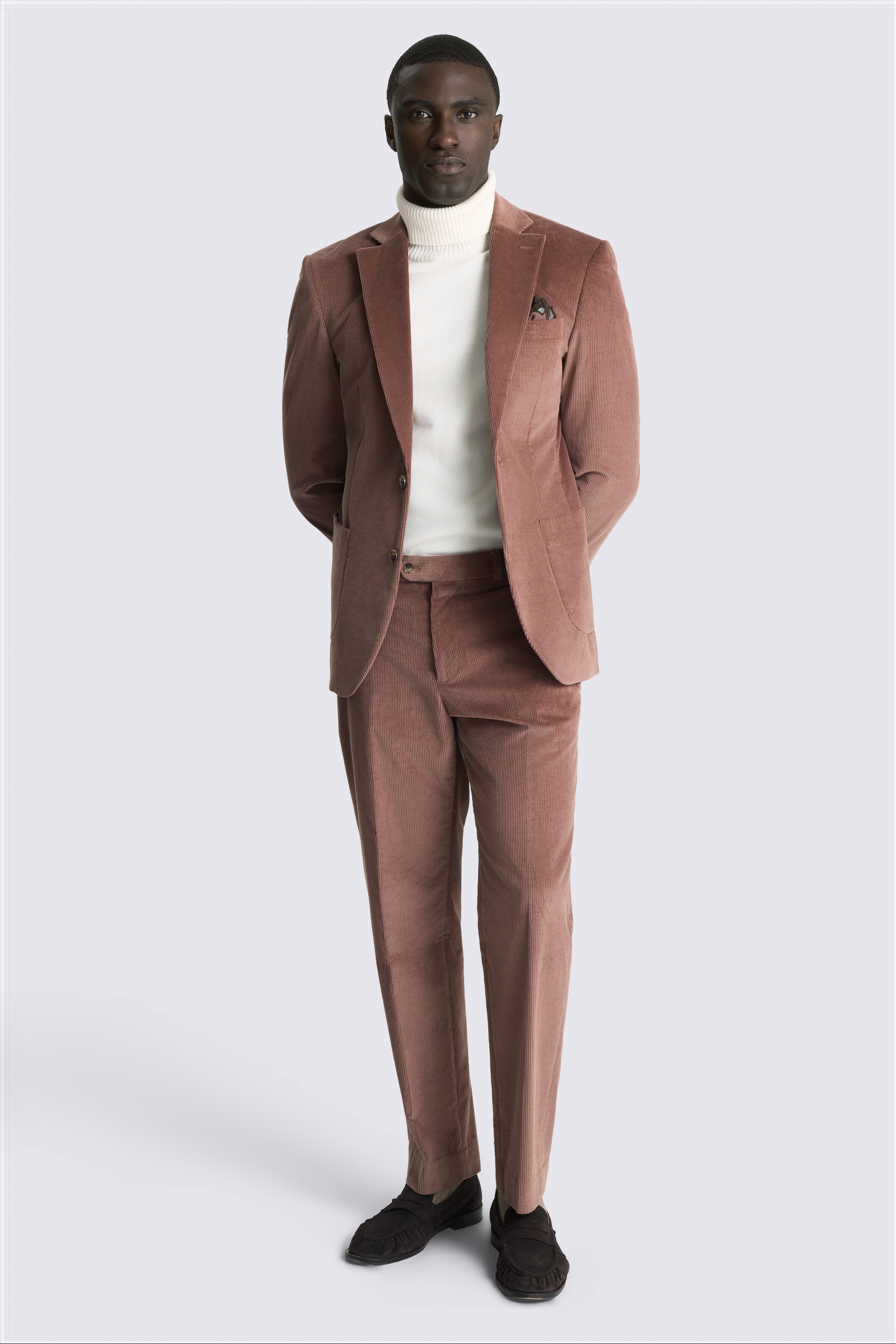 Tailored Fit Dusty Pink Cord Suit Jacket