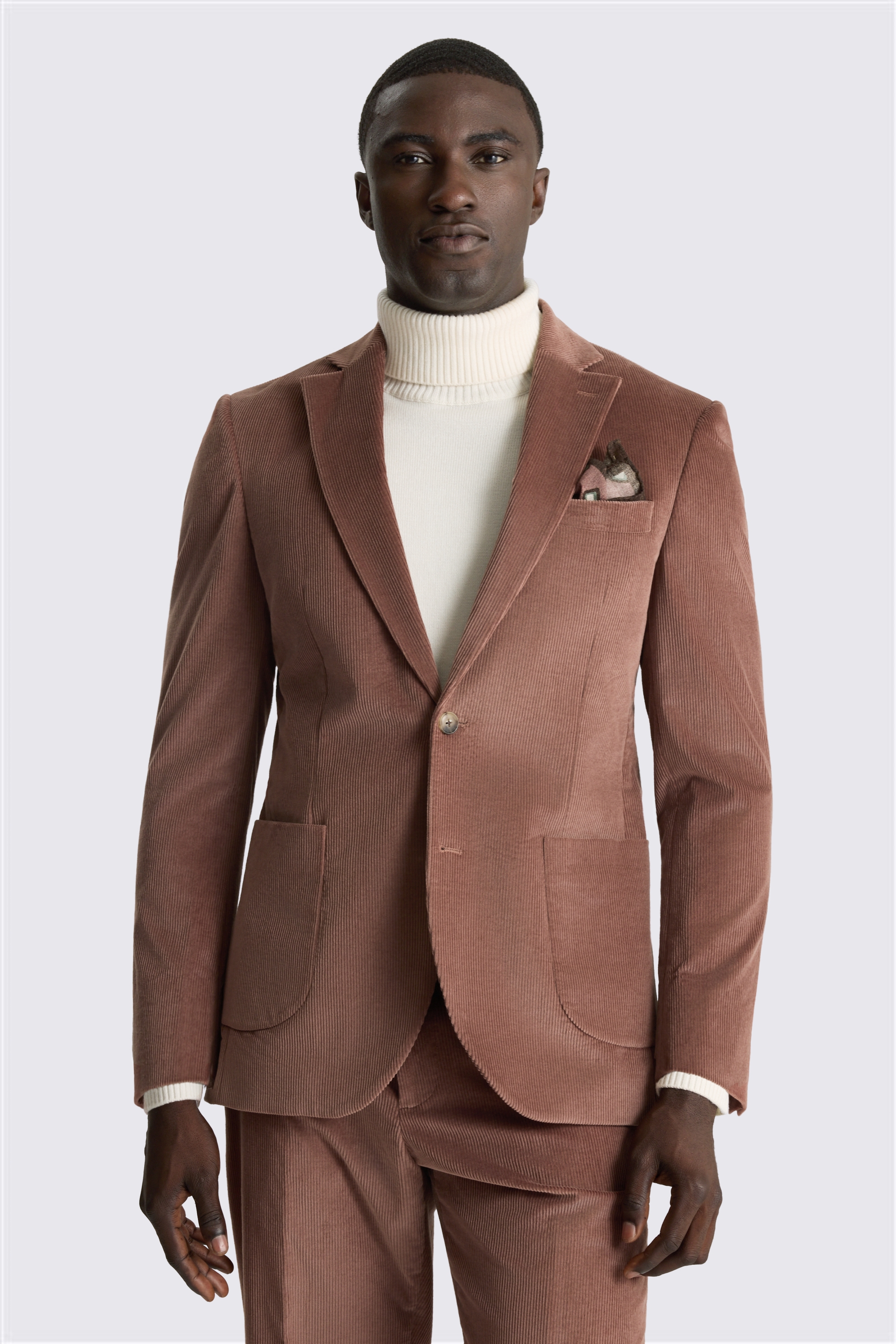 Tailored Fit Dusty Pink Cord Suit Jacket