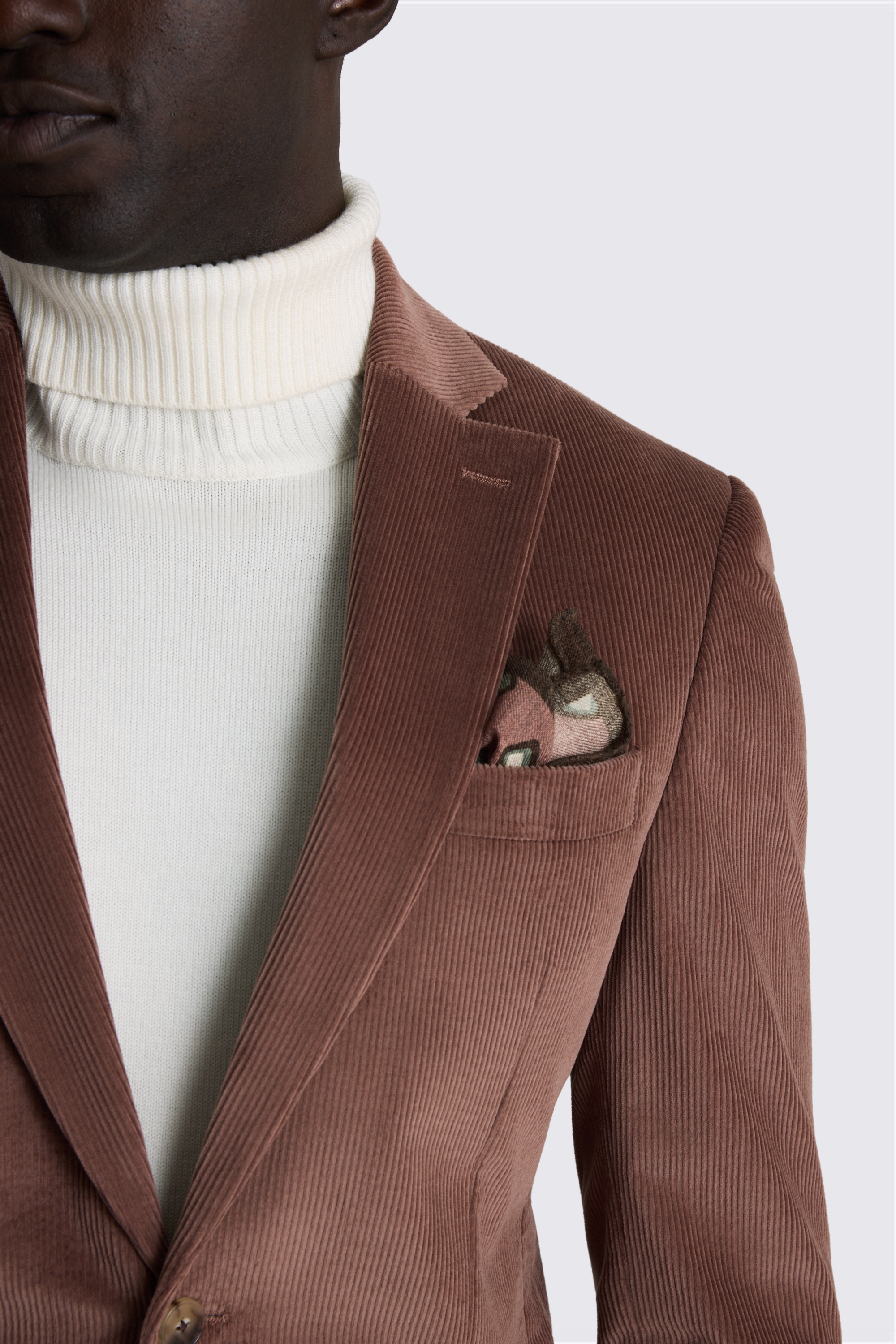 Tailored Fit Dusty Pink Cord Suit Jacket