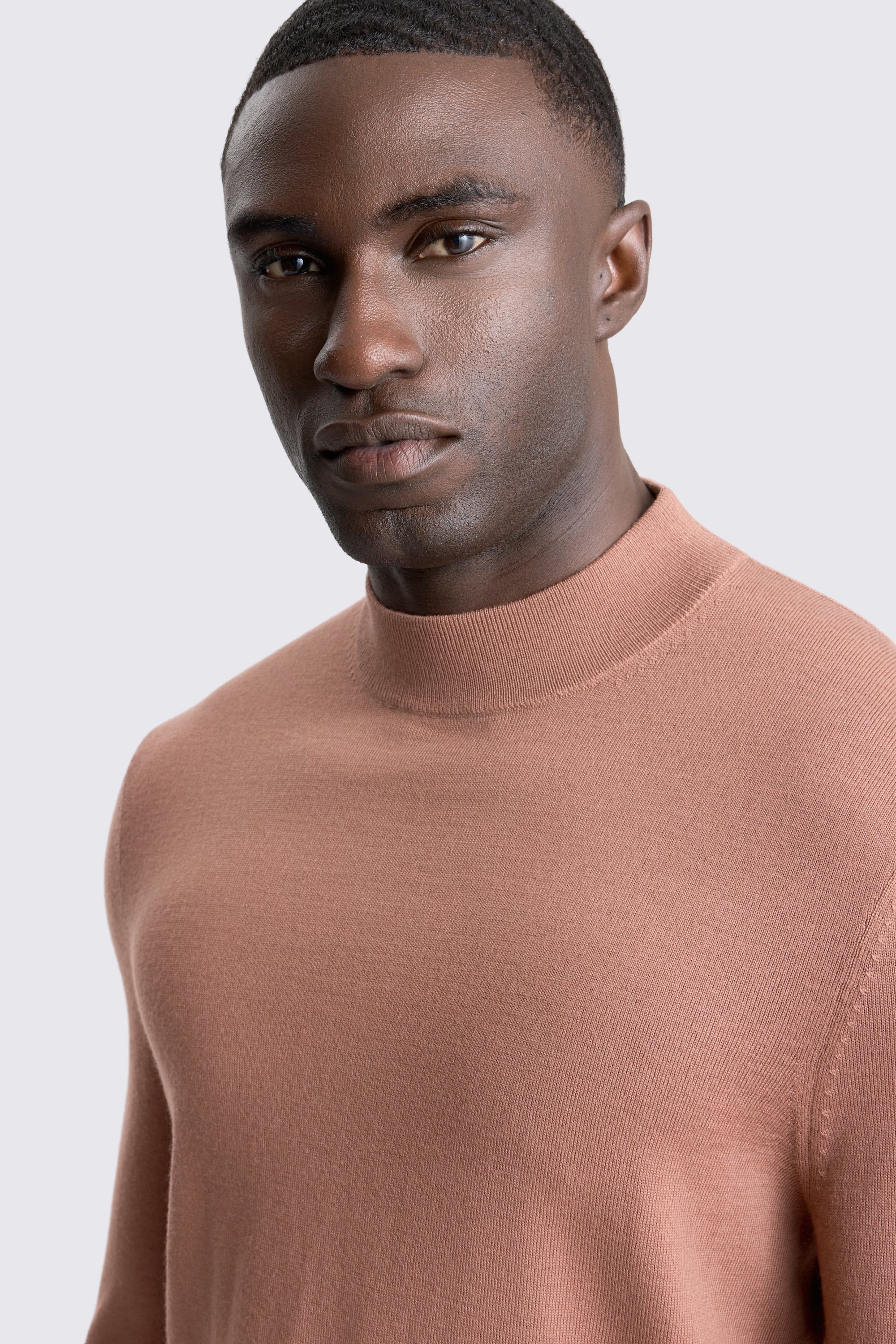 Dusty Pink Merino Mock-Neck Jumper