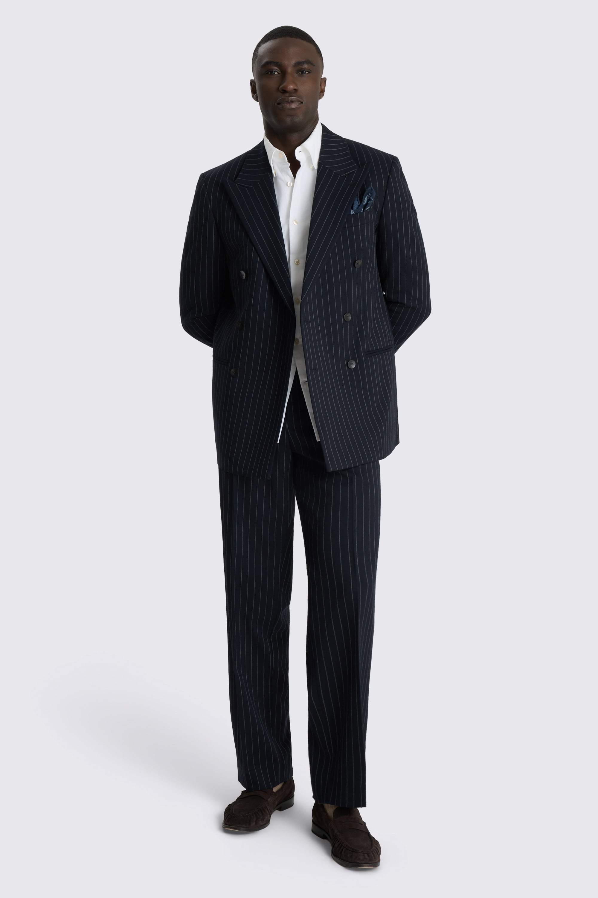 Relaxed Fit Navy Stripe Suit