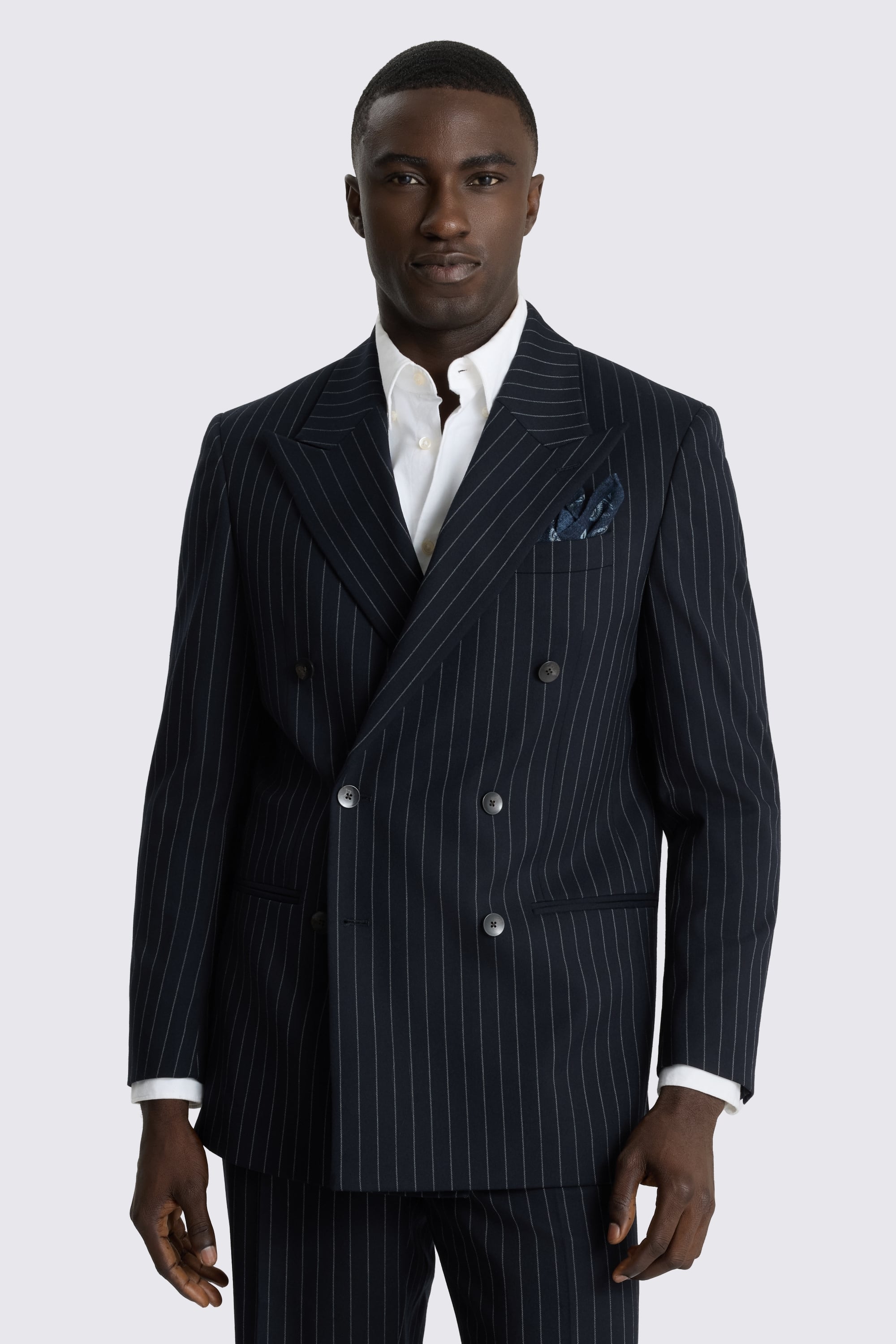 Relaxed Fit Navy Stripe Suit