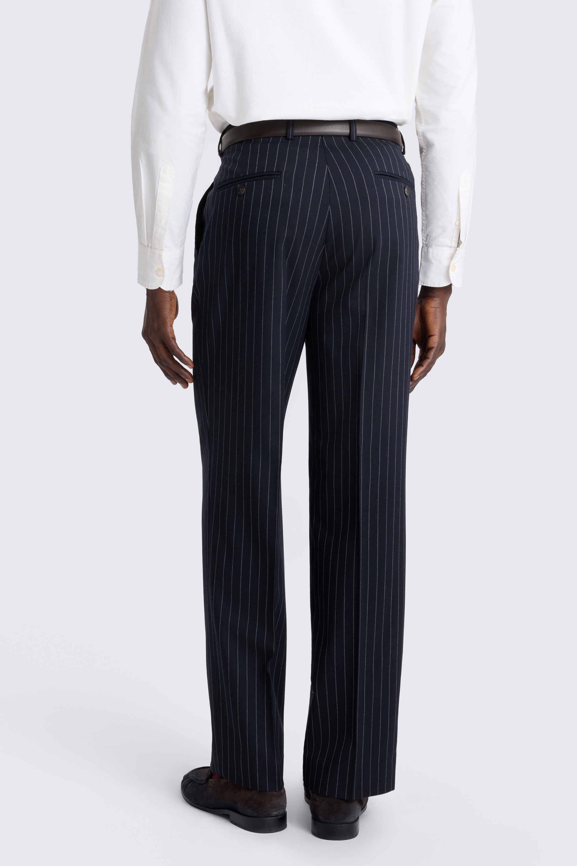 Relaxed Fit Navy Stripe Trousers