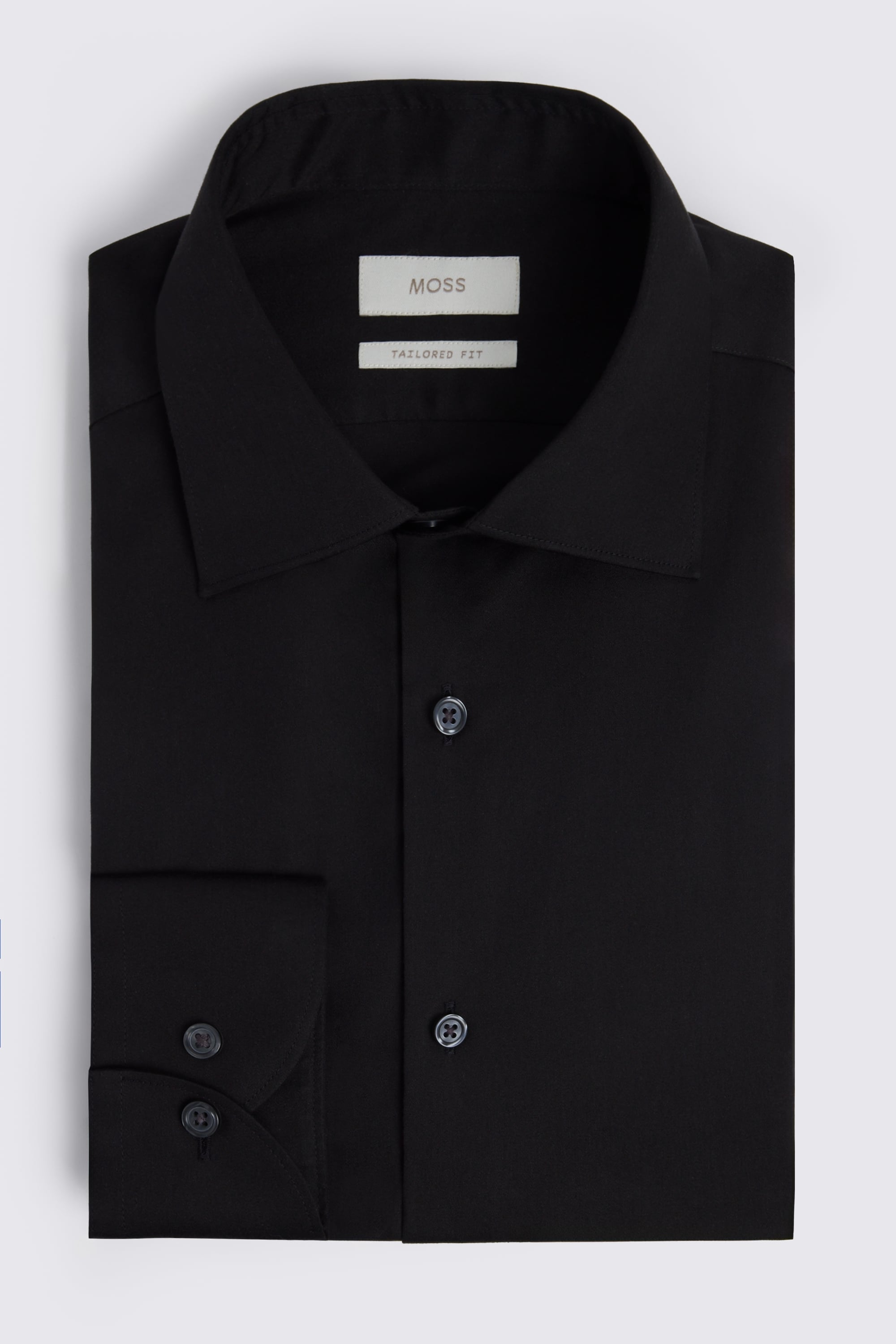 Tailored Fit Black Sateen Shirt