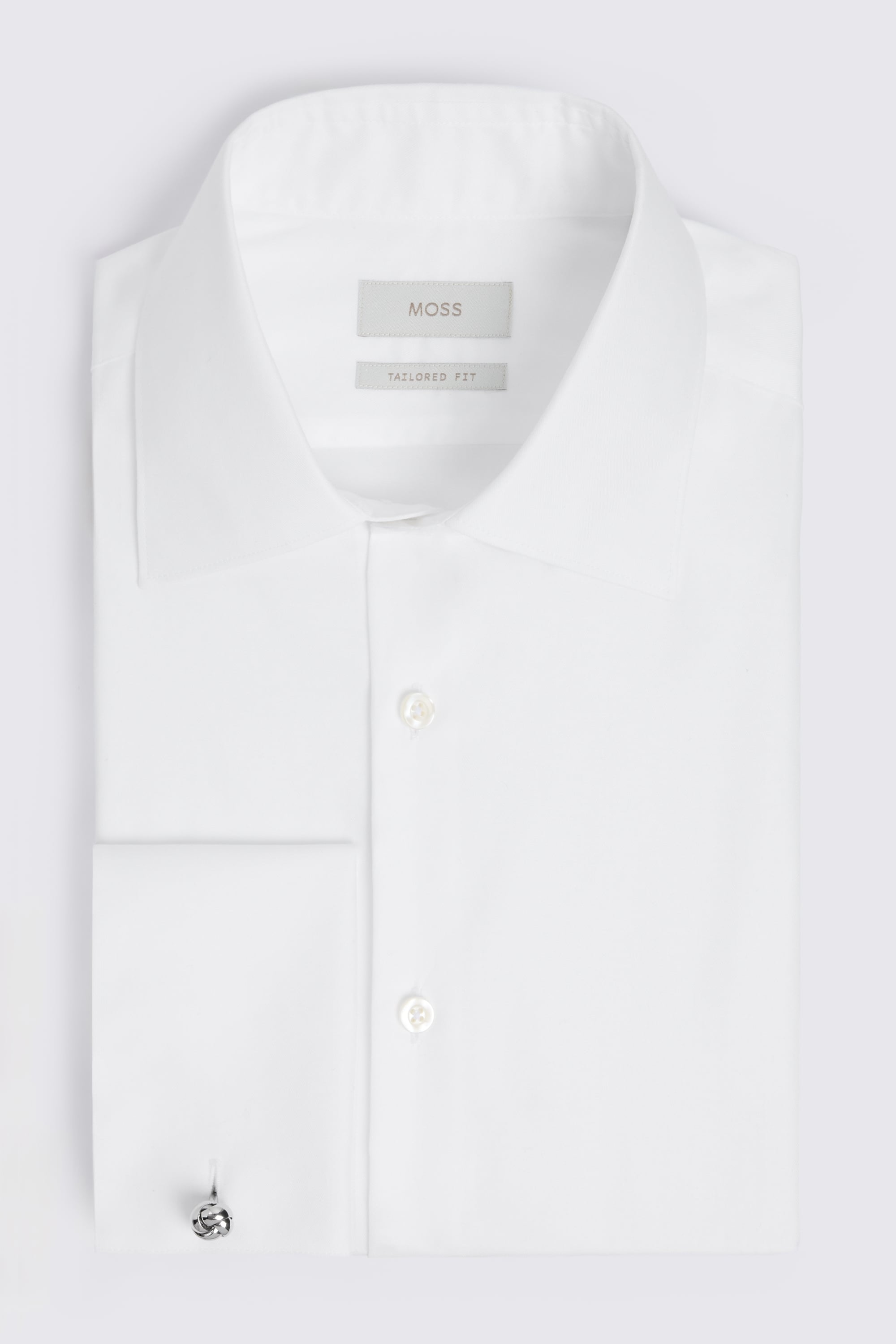 Tailored Fit Double Cuff White Twill Shirt