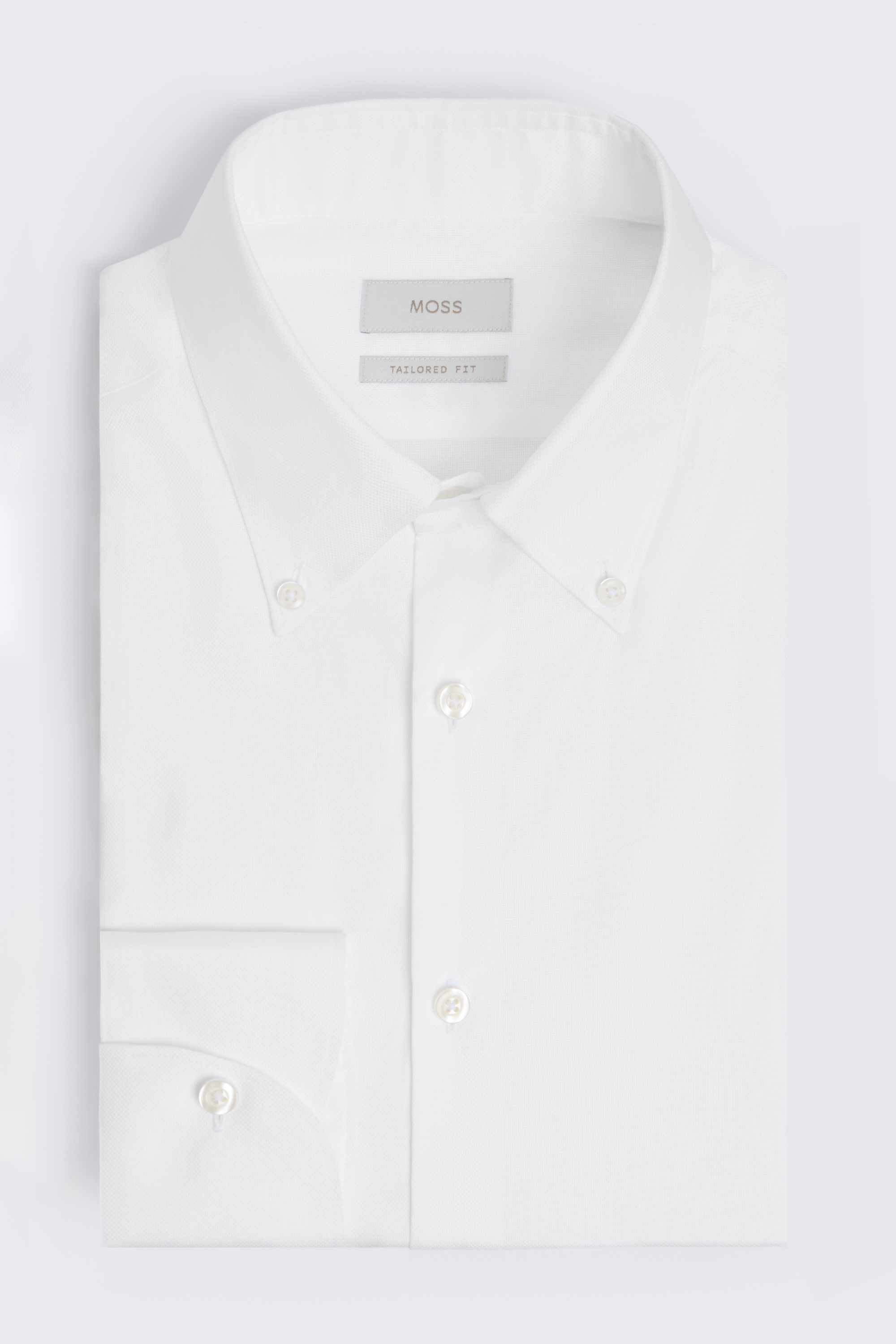 Tailored Fit White Button Down Dobby Shirt