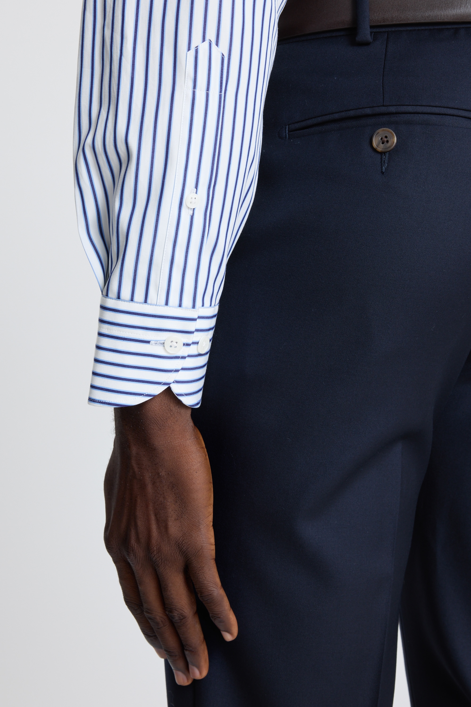 Italian Tailored Fit Navy Blue Stripe Shirt