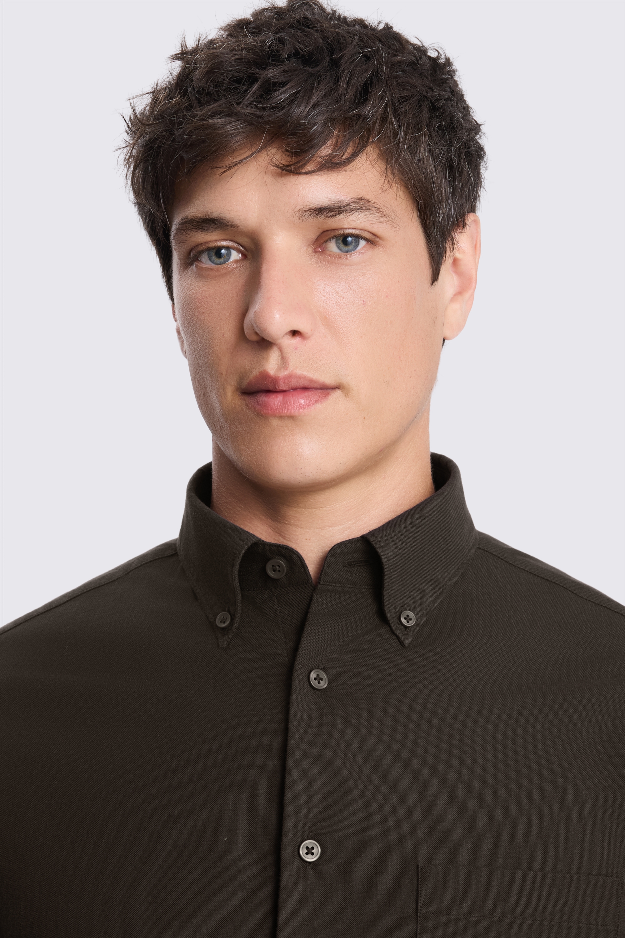 Dark Brown Washed Oxford Shirt