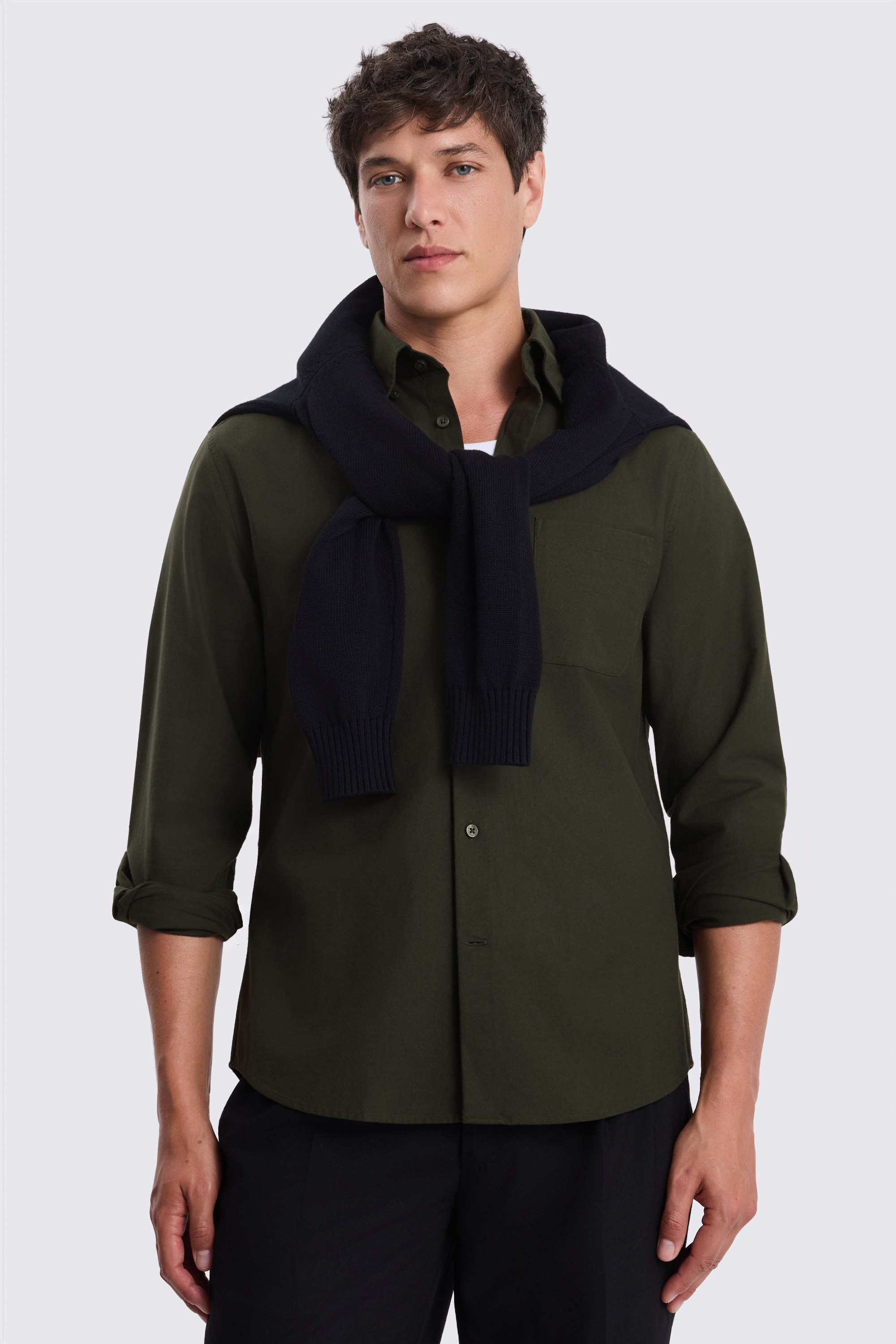 Dark Green Washed Oxford Shirt