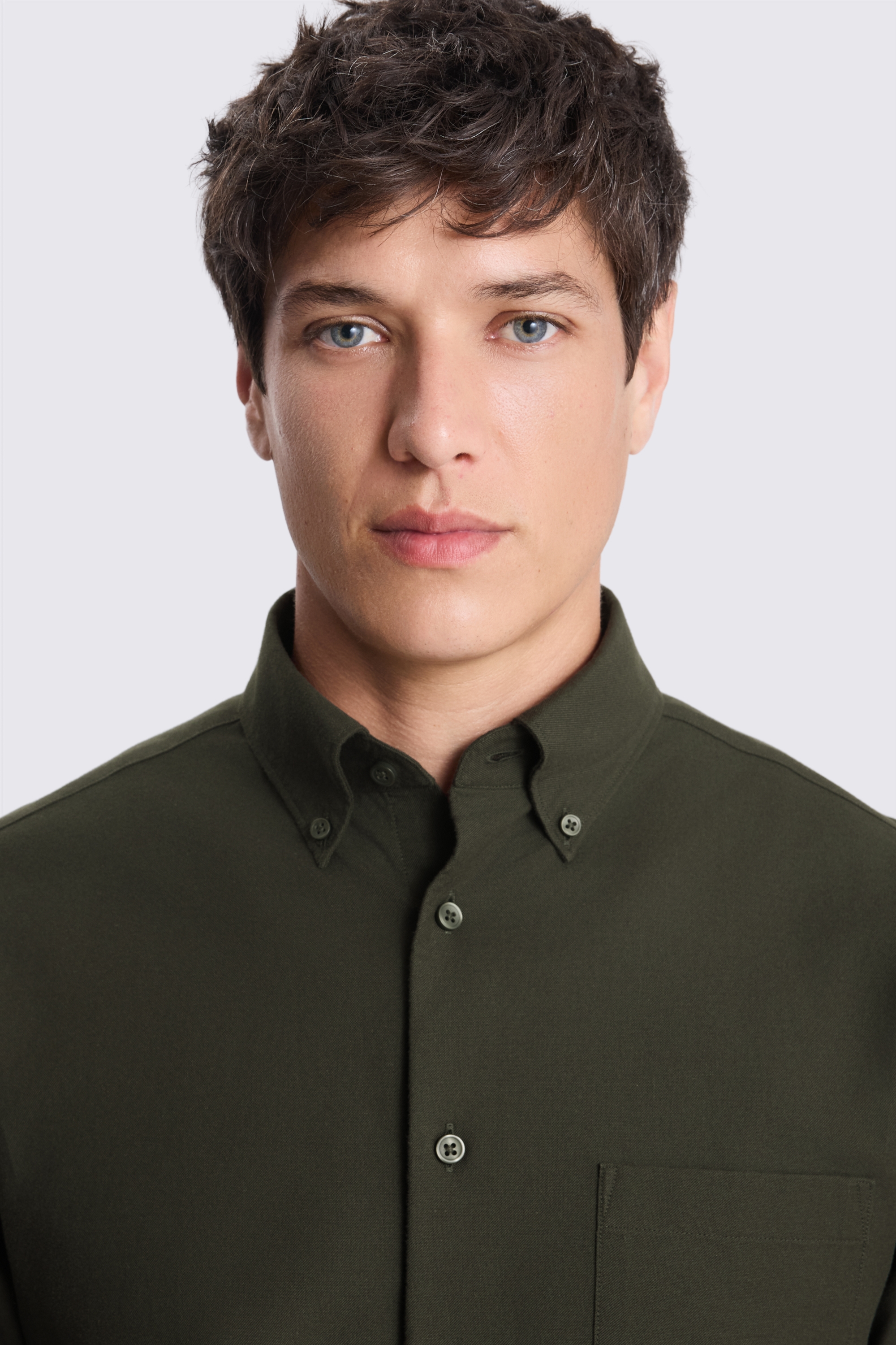 Dark Green Washed Oxford Shirt