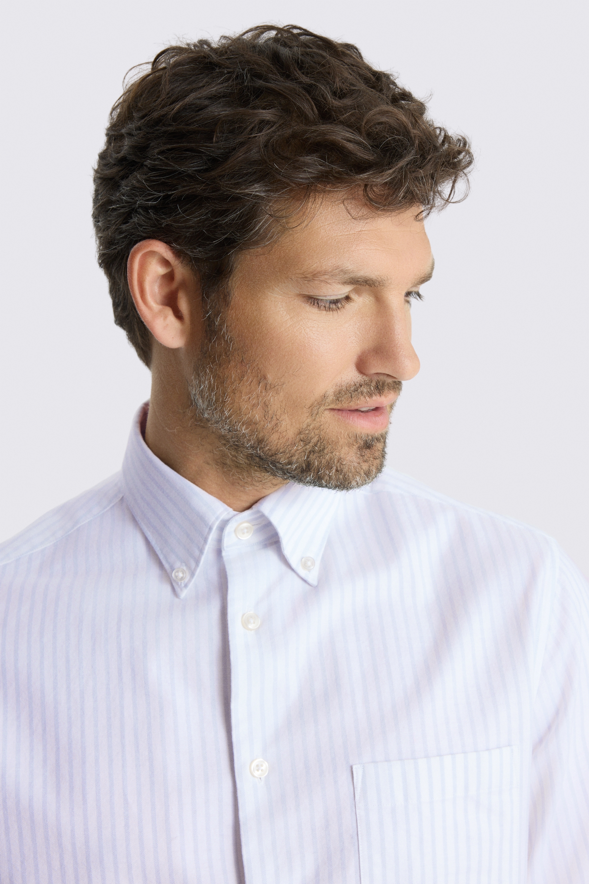 Blue Stripe Washed Cotton Oxford Shirt
