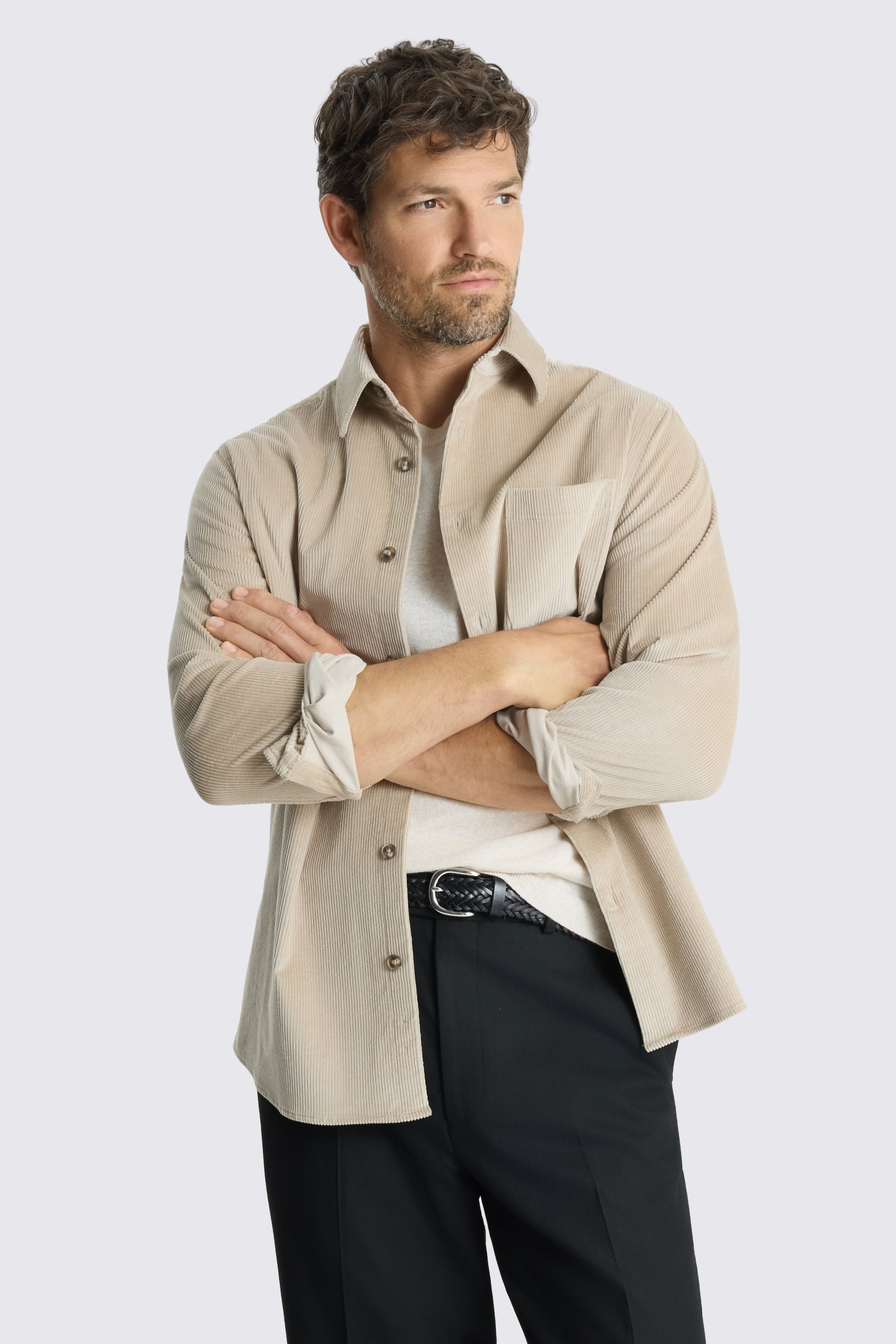 Light Taupe Corduroy Overshirt