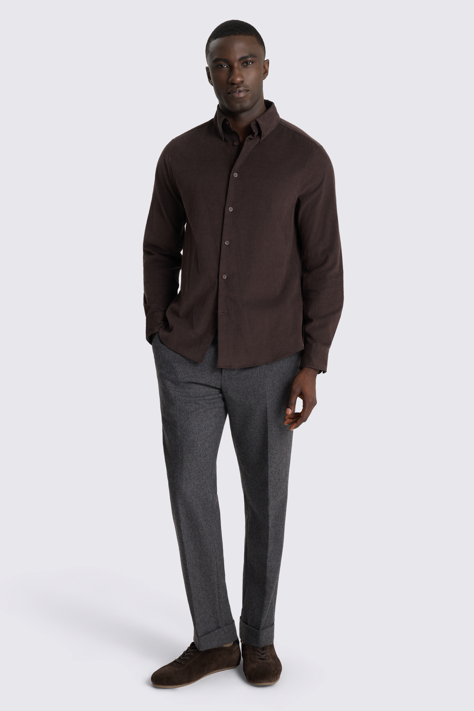 Button Down Dark Brown Cord Shirt