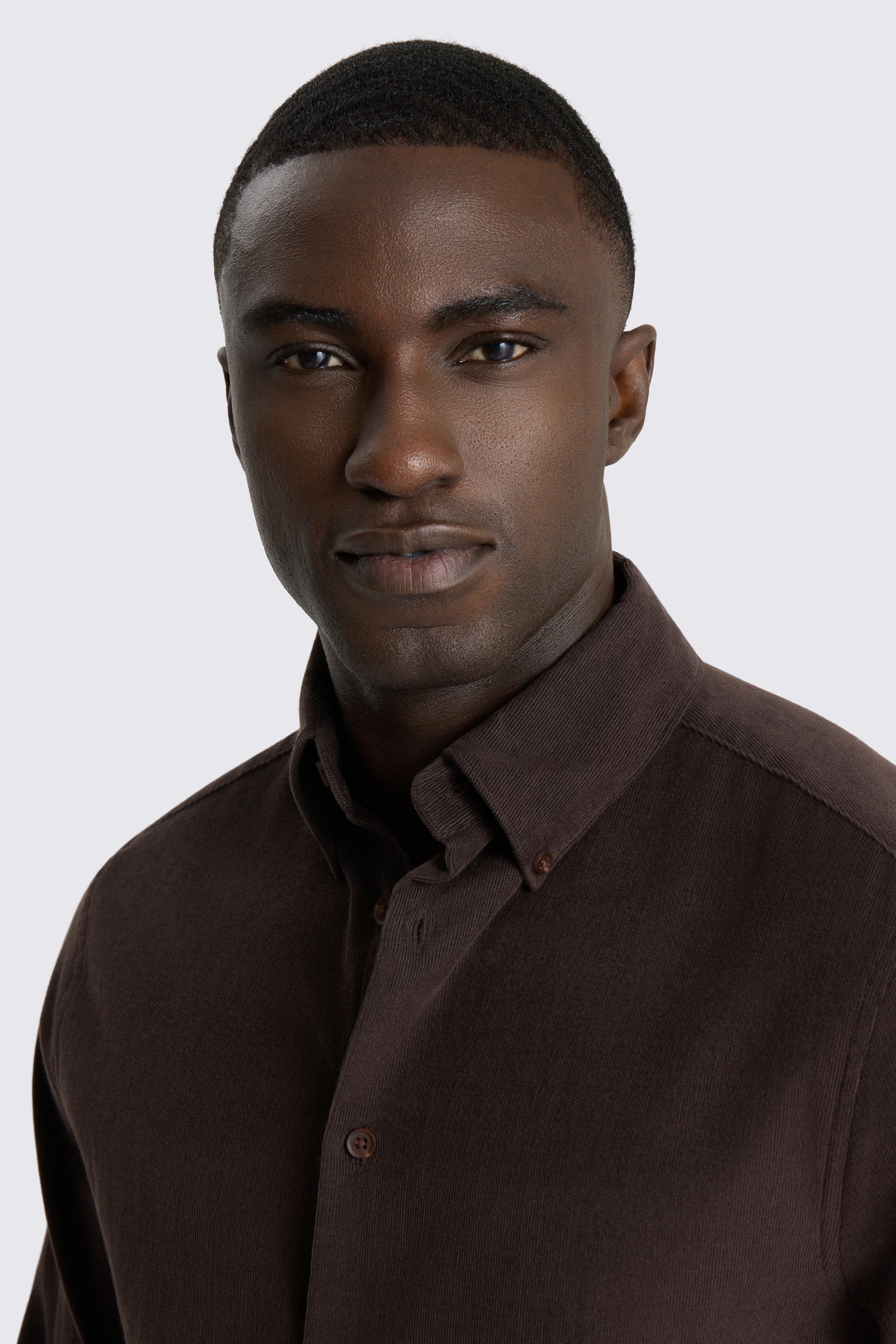 Button Down Dark Brown Cord Shirt