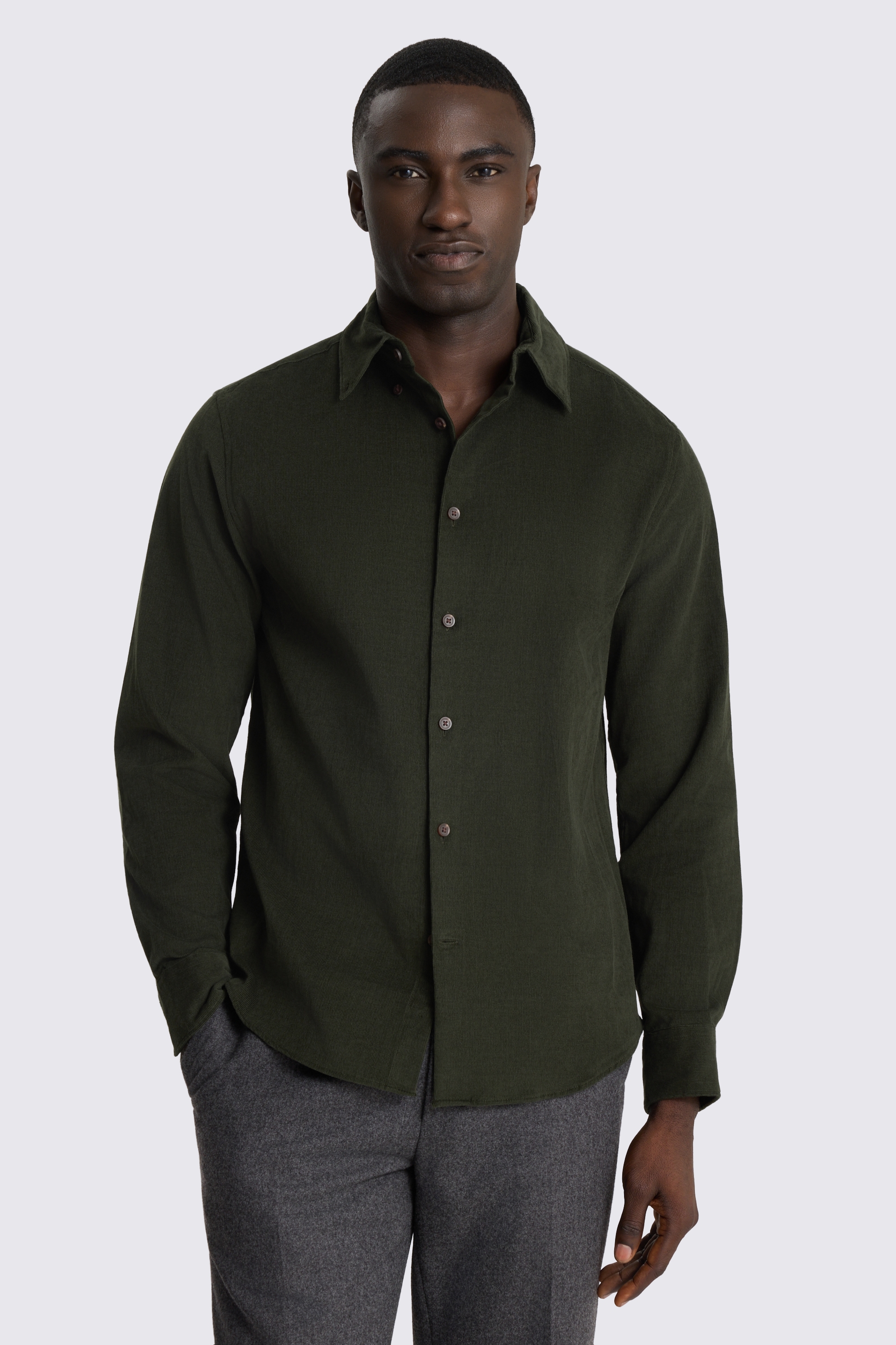 Button Down Dark Green Cord Shirt
