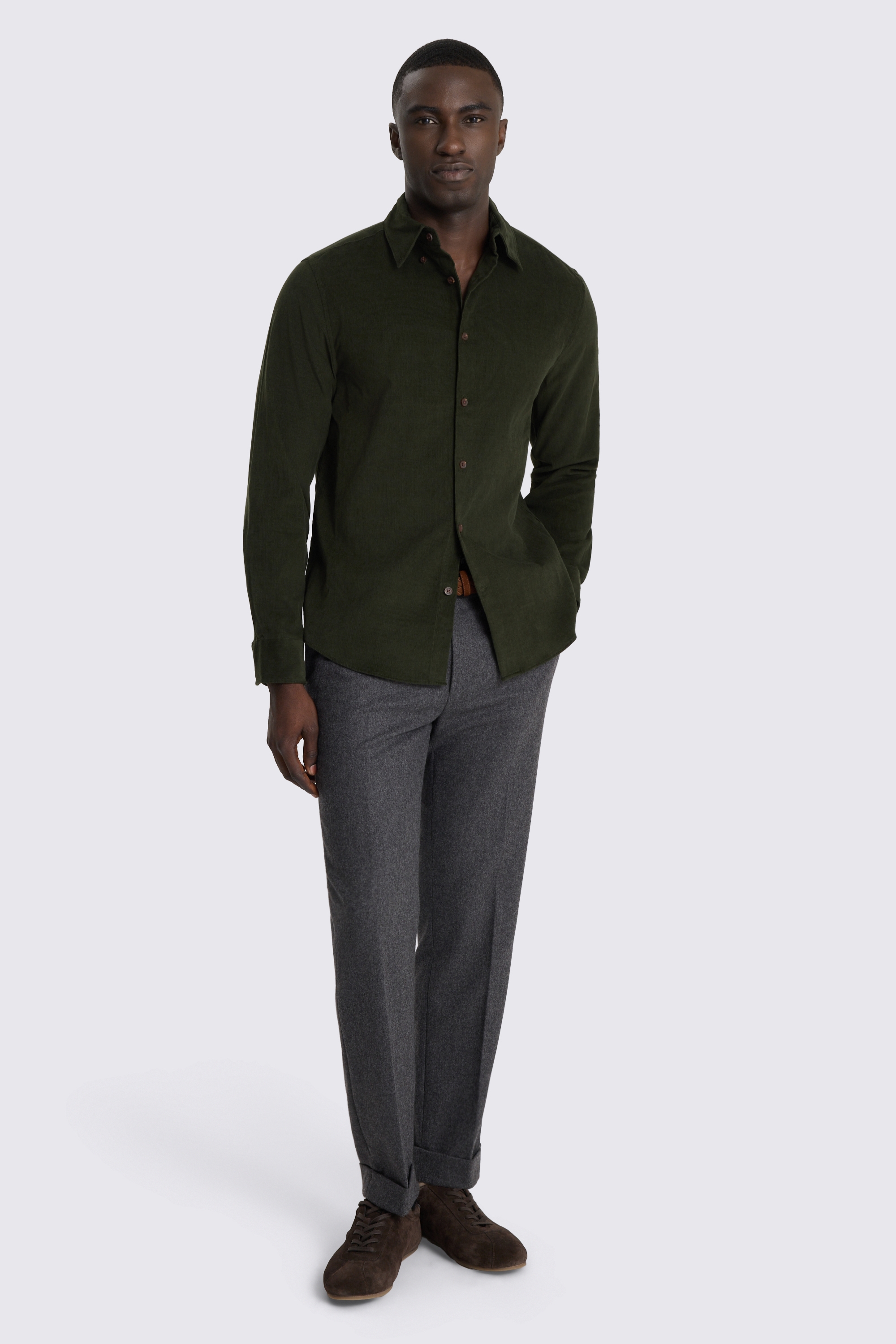 Button Down Dark Green Cord Shirt