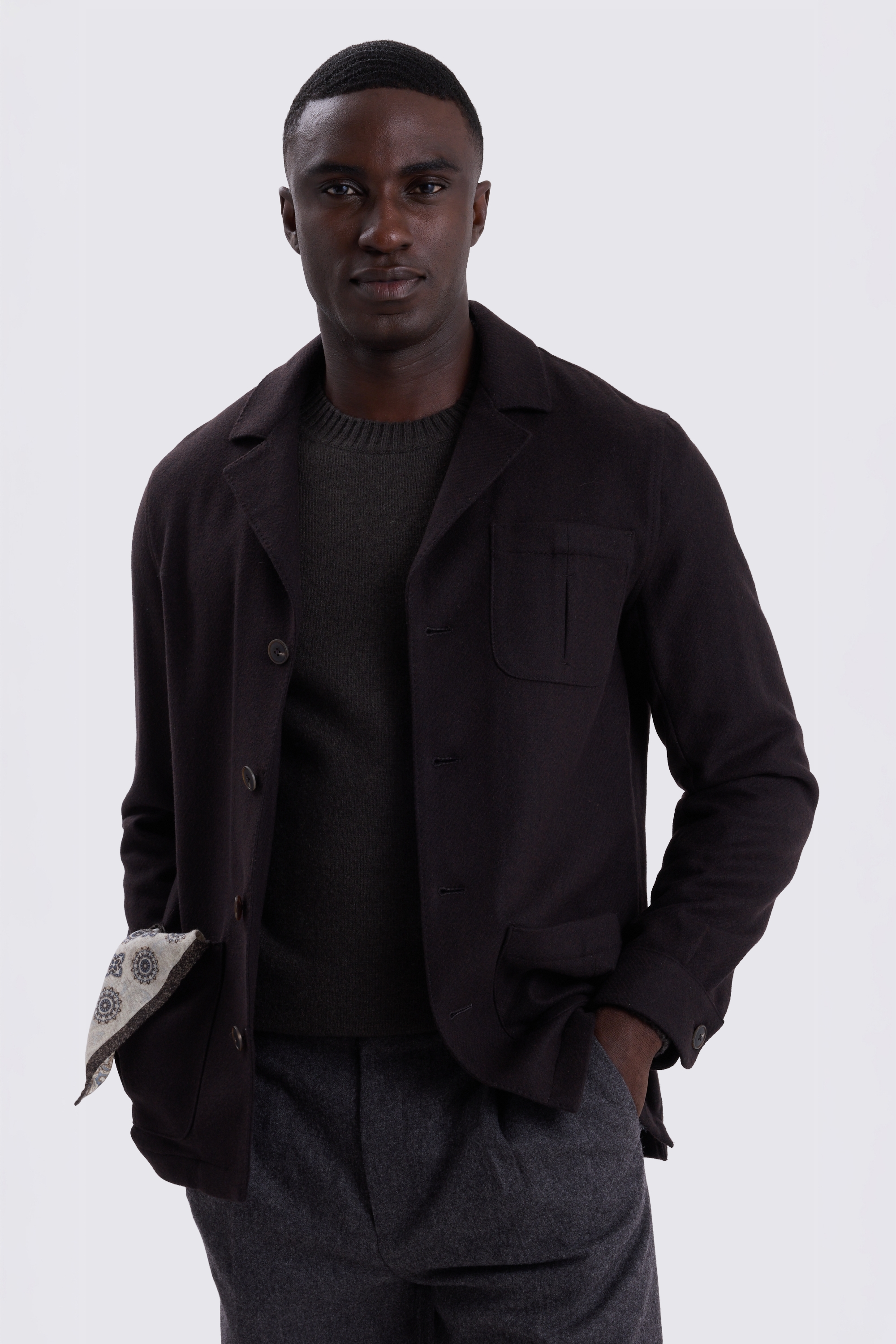 Brown Twill Safari Shacket