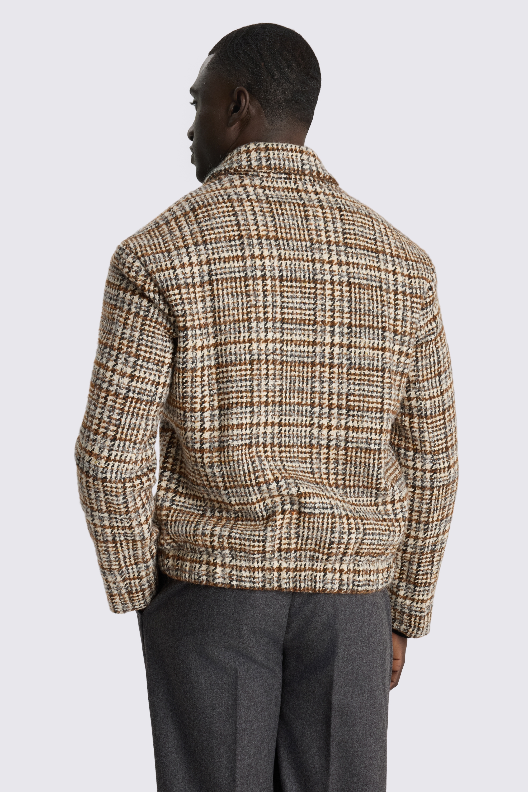 Italian Neutral Check Shacket 