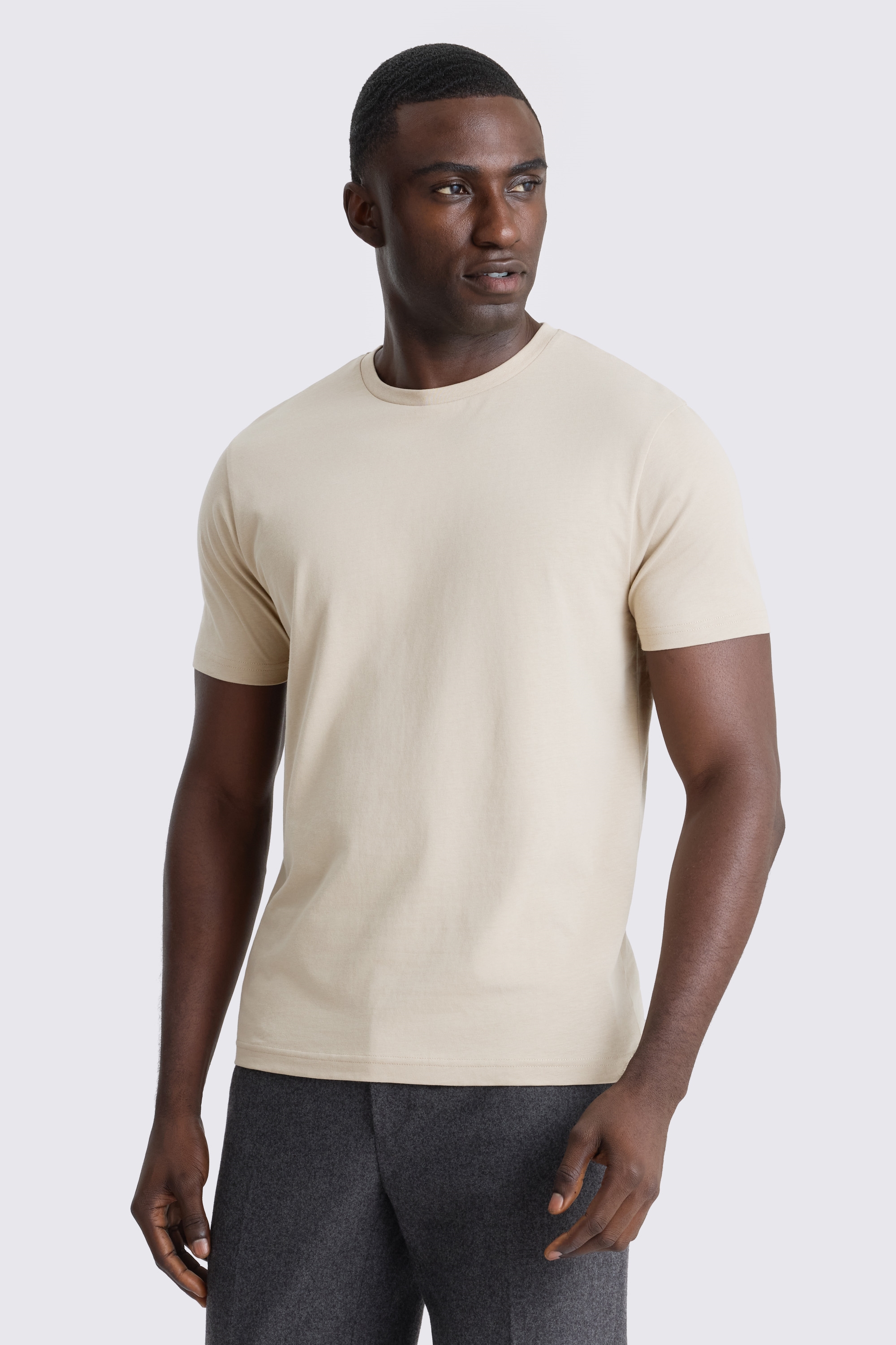 Light Taupe Crew-Neck T-Shirt