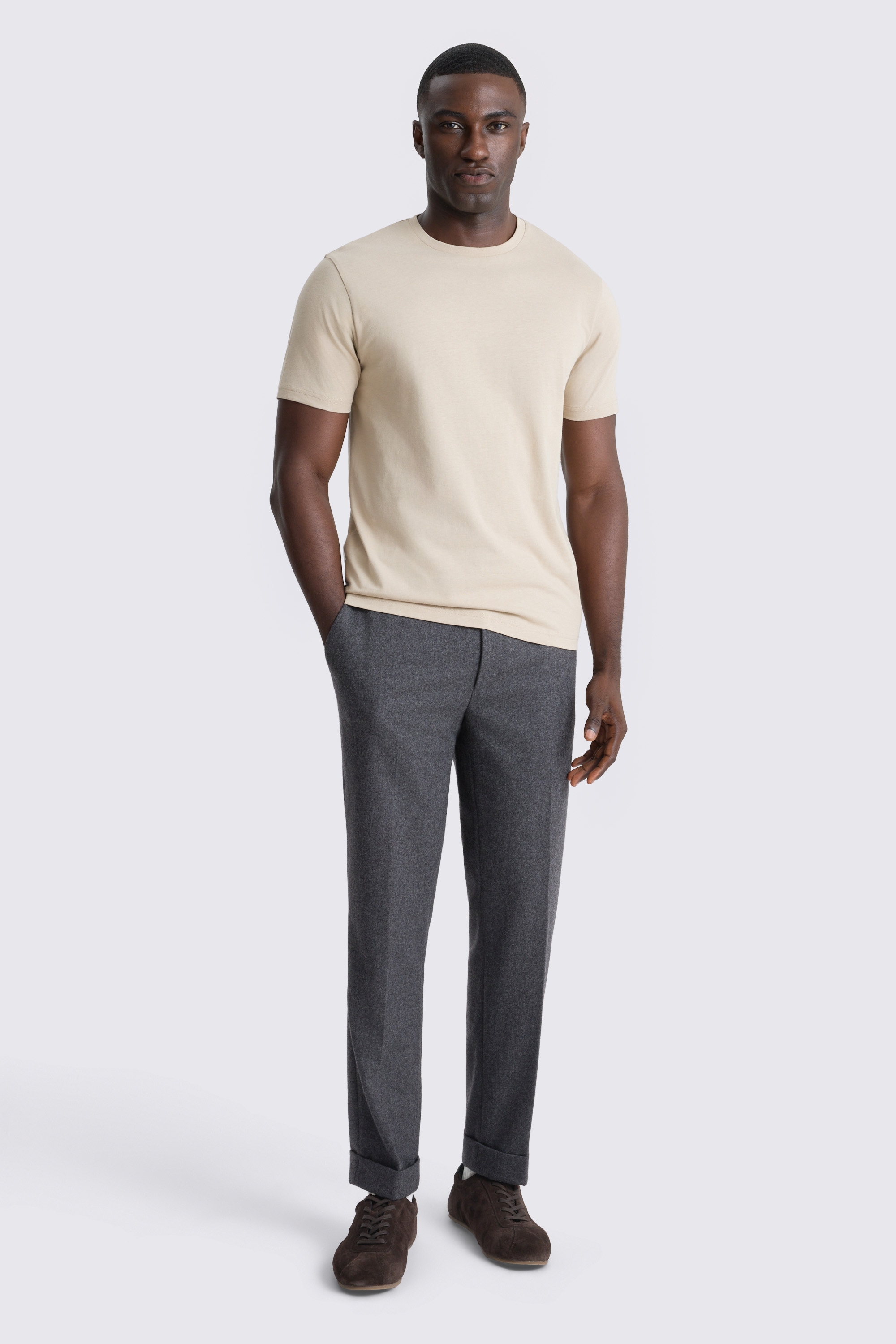 Light Taupe Crew-Neck T-Shirt