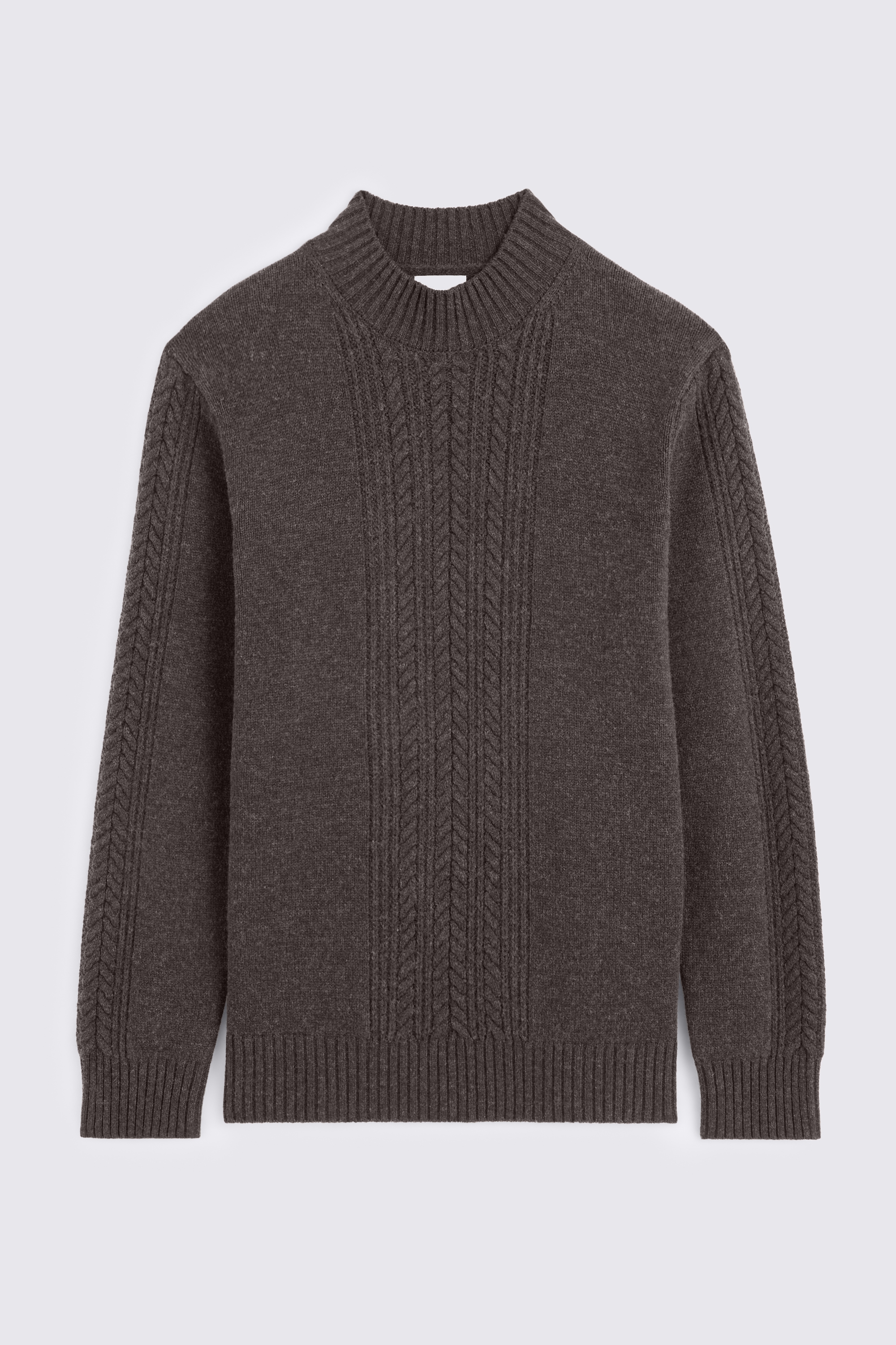 Brown Cable Mock Neck