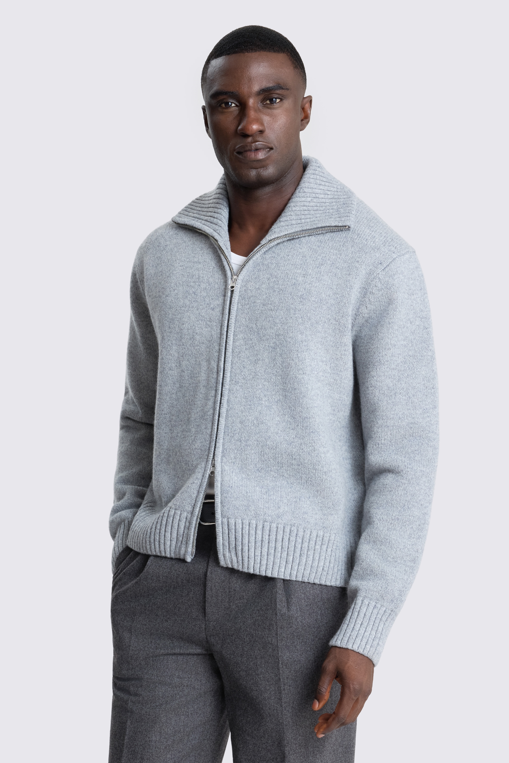 Light Grey Boxy Zip Through