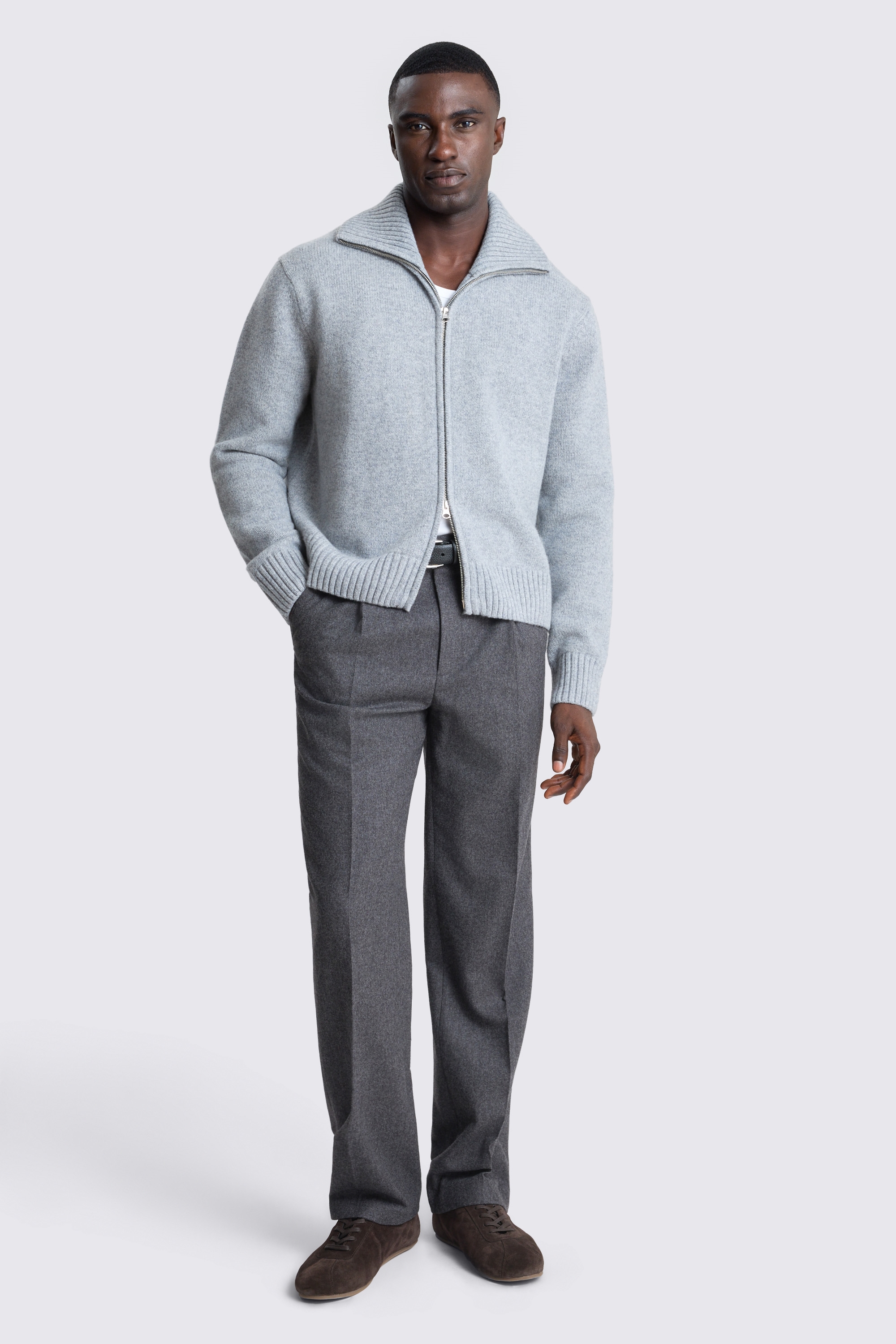 Light Grey Boxy Zip Through