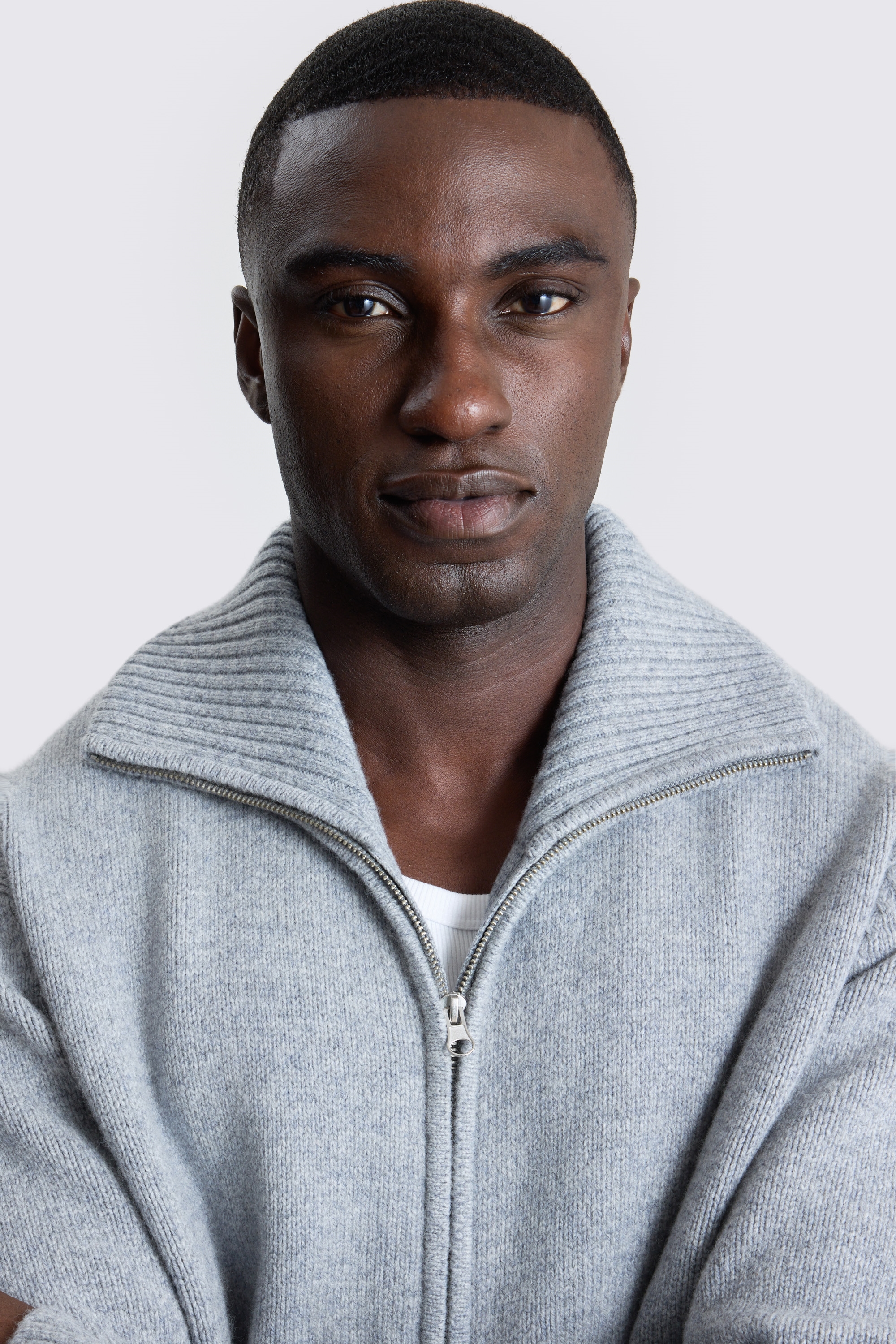 Light Grey Boxy Zip Through