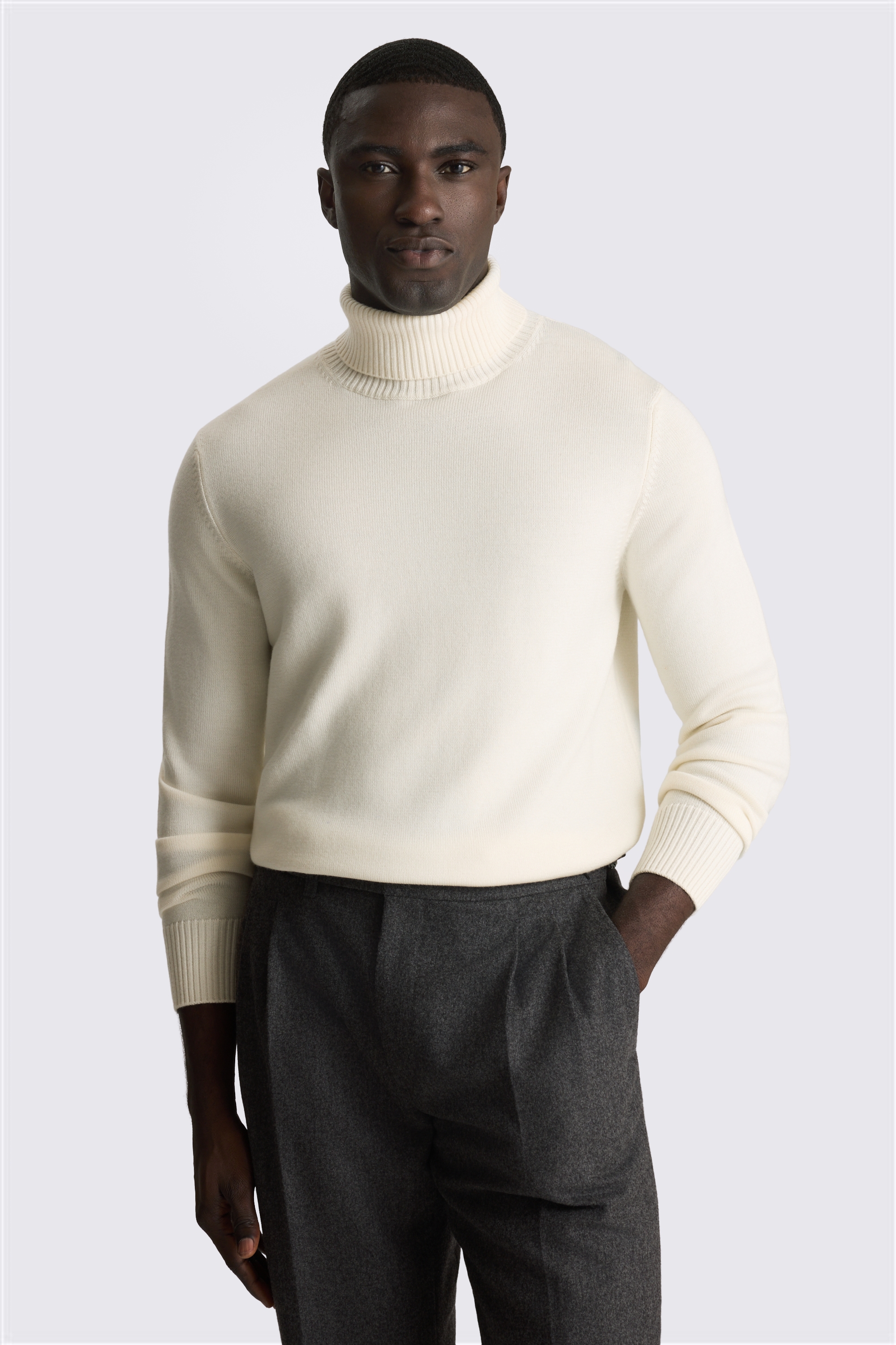 Ecru Merino Roll Neck