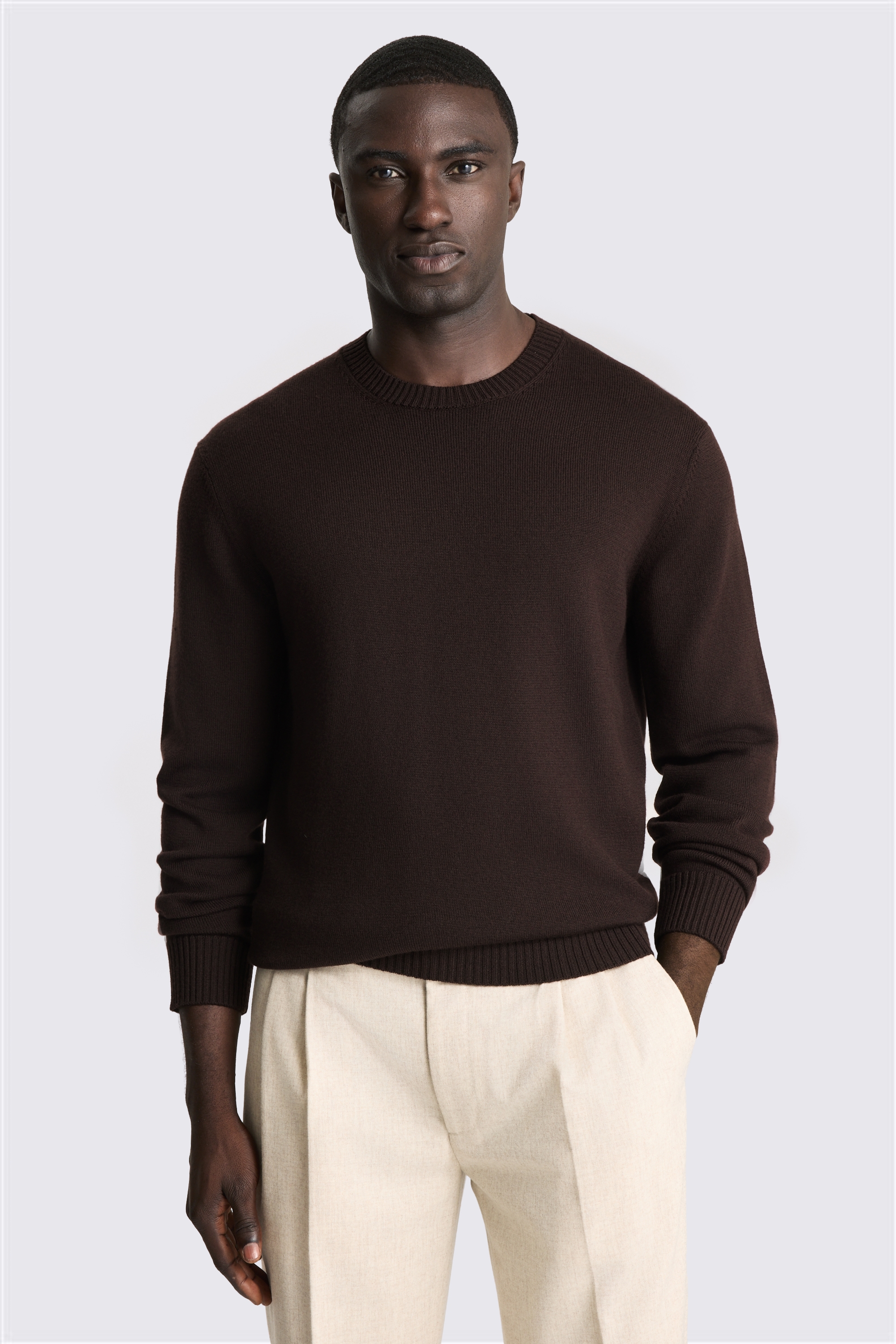 Brown Merino Crew Neck