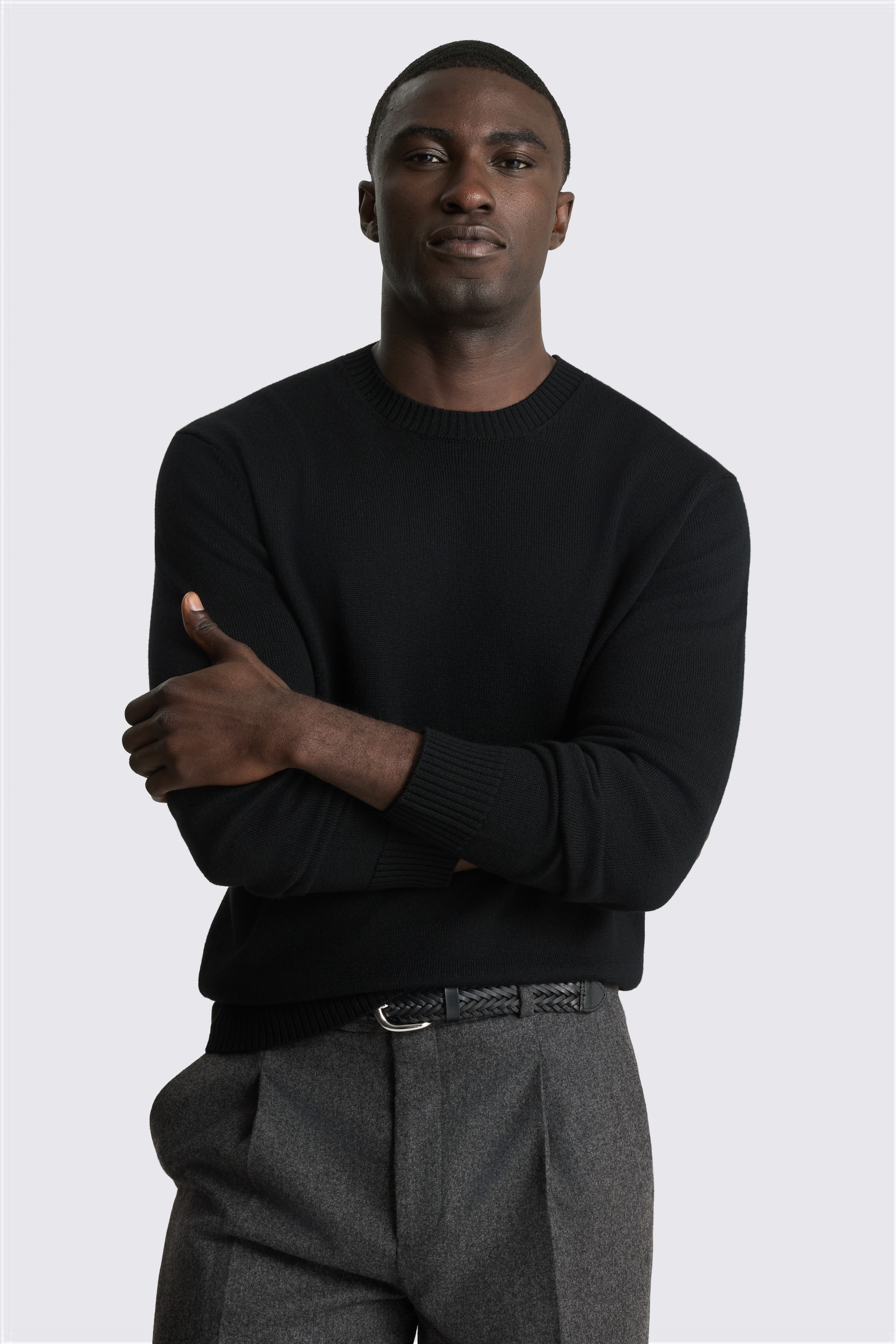 Black Merino Crew Neck