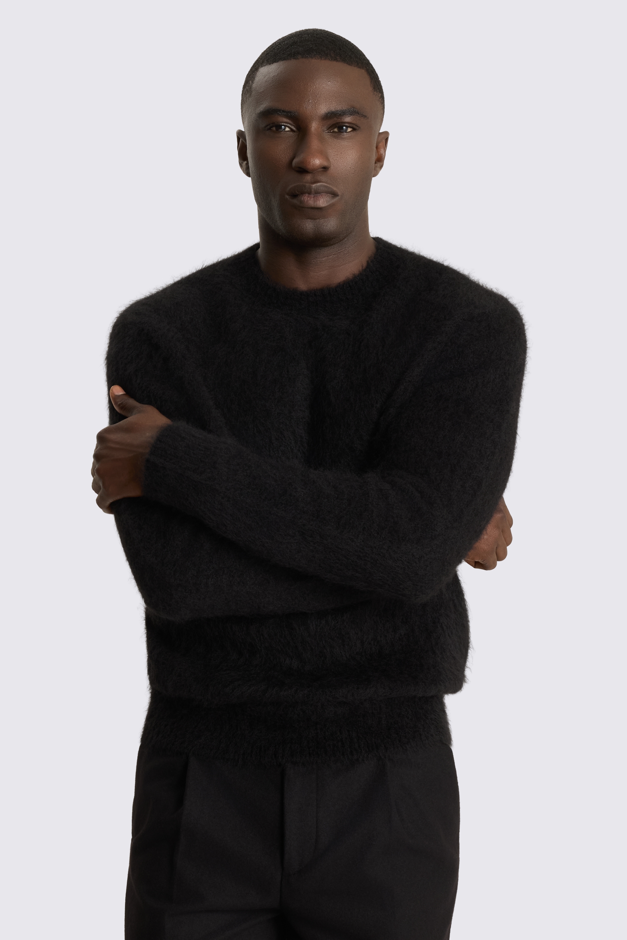 Black Alpaca Crew Neck Jumper