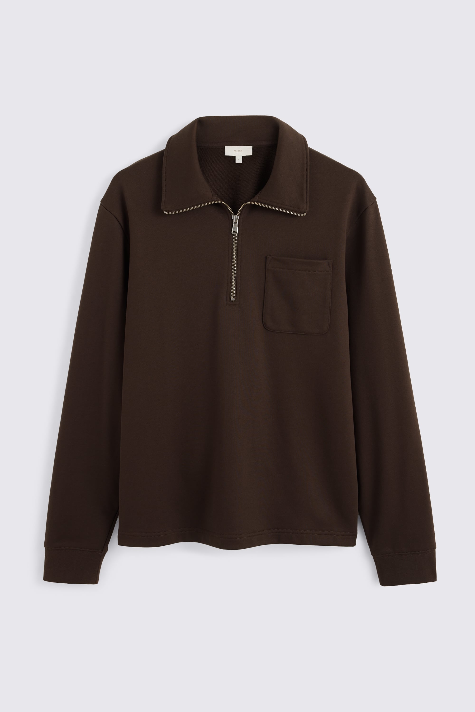 Brown Cotton Quarter Zip Sweatshirt