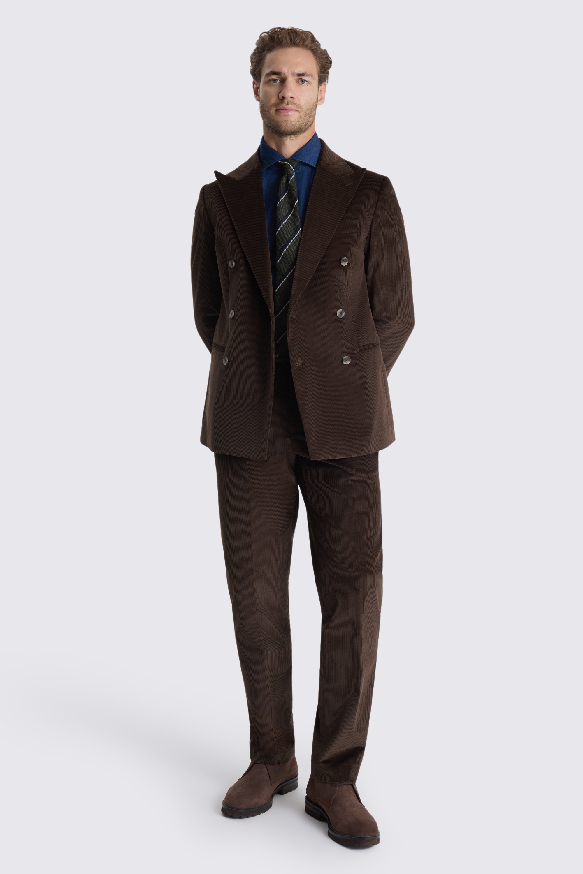 Tailored Fit Dark Brown Cord Suit Jacket