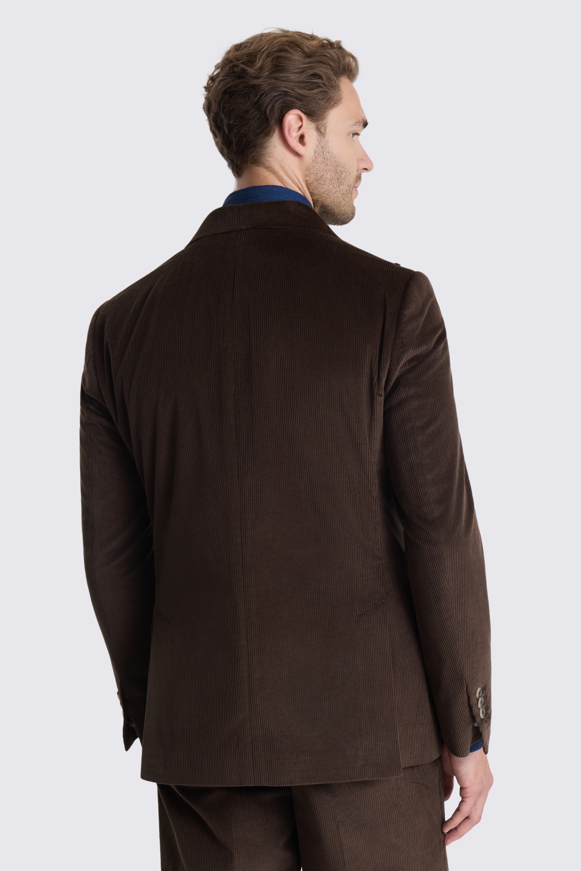 Tailored Fit Dark Brown Cord Suit Jacket