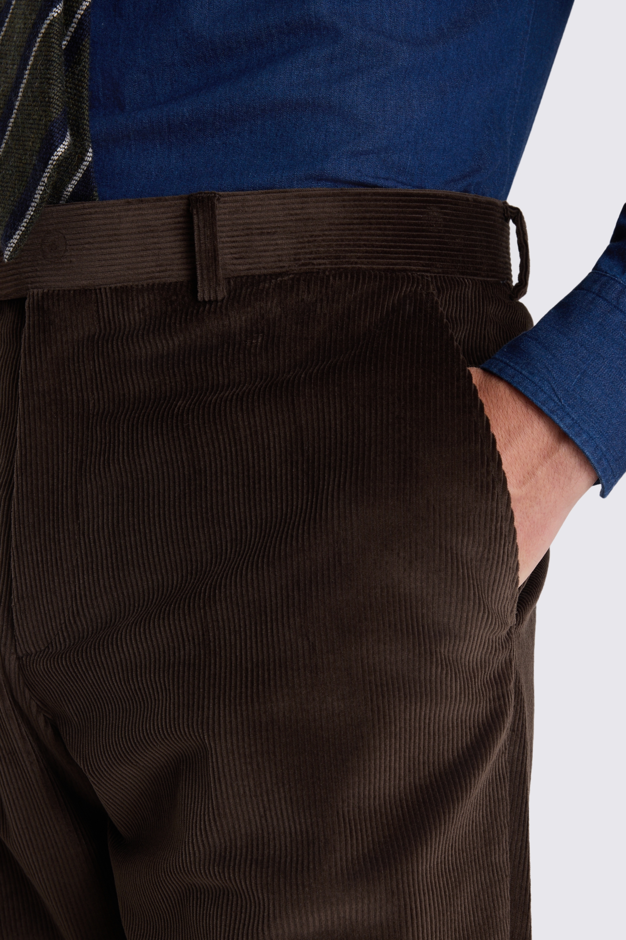 Tailored Fit Dark Brown Cord Trousers
