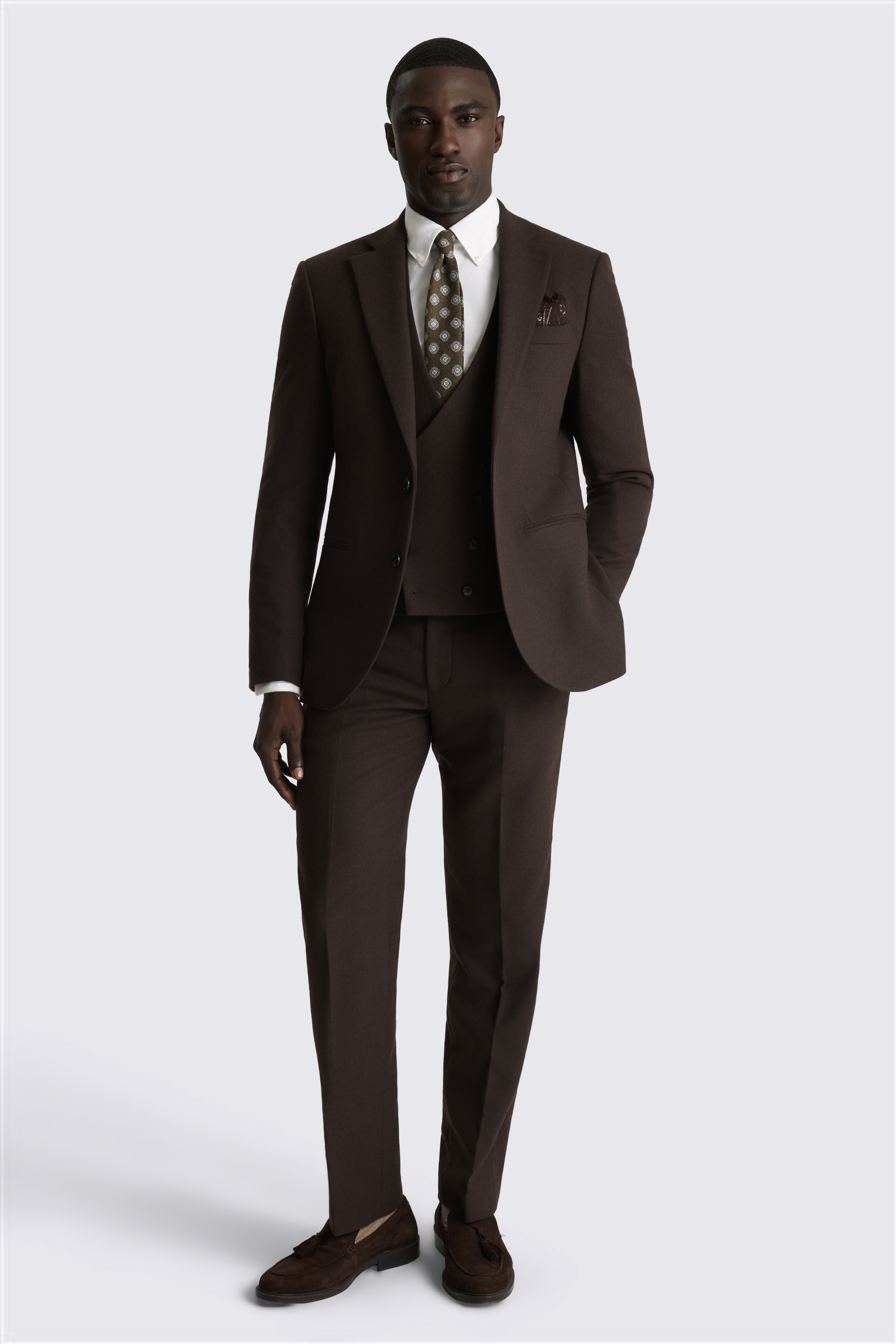 Tailored Fit Dark Brown Tweed Suit