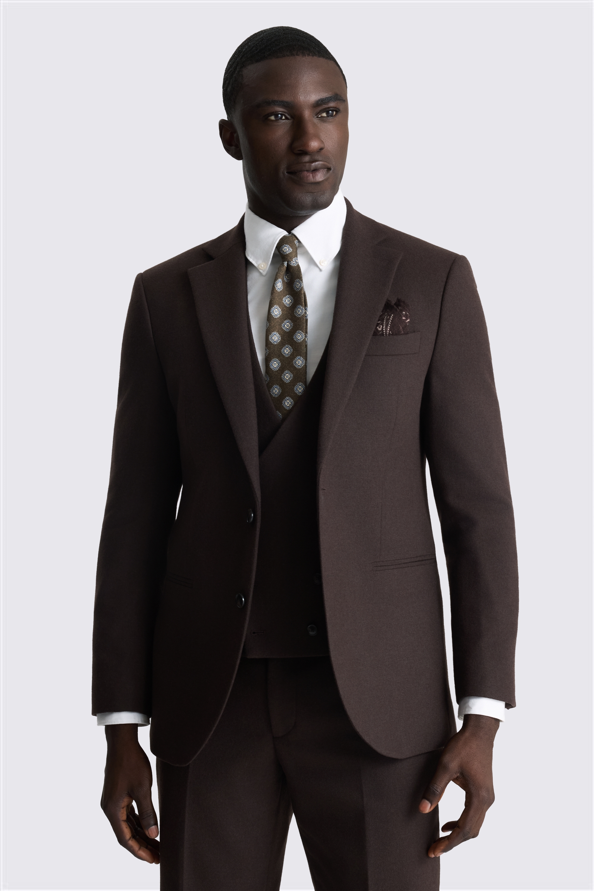 Tailored Fit Dark Brown Tweed Suit