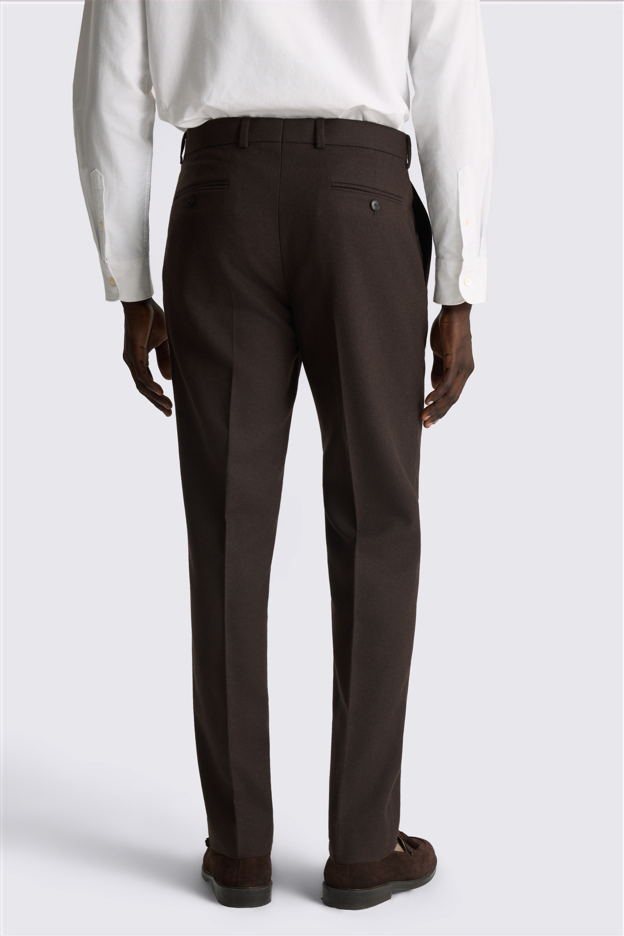 Tailored Fit Dark Brown Tweed Pants