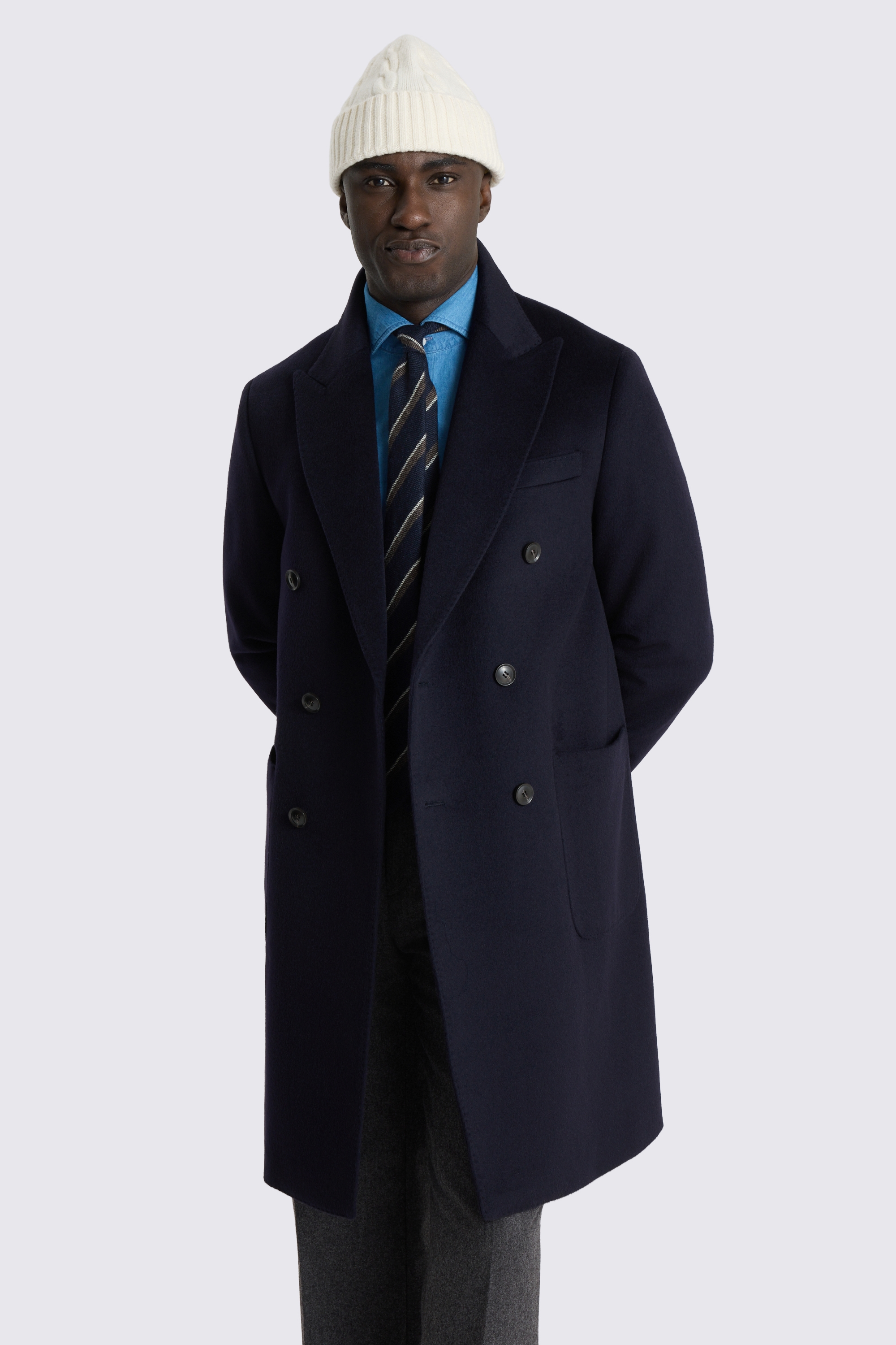 Navy DB Long Coat