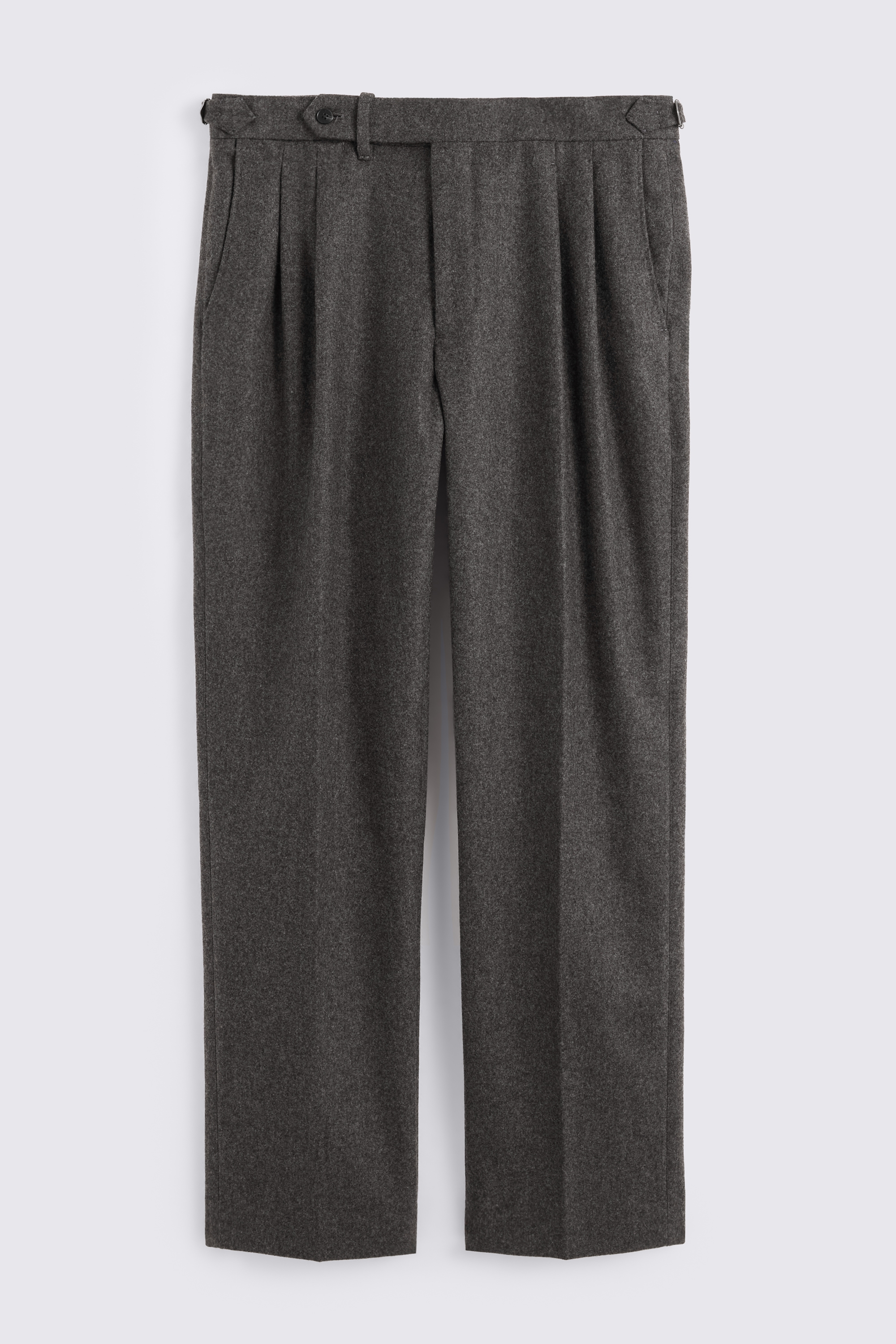 Charcoal Flannel Pleated Trousers