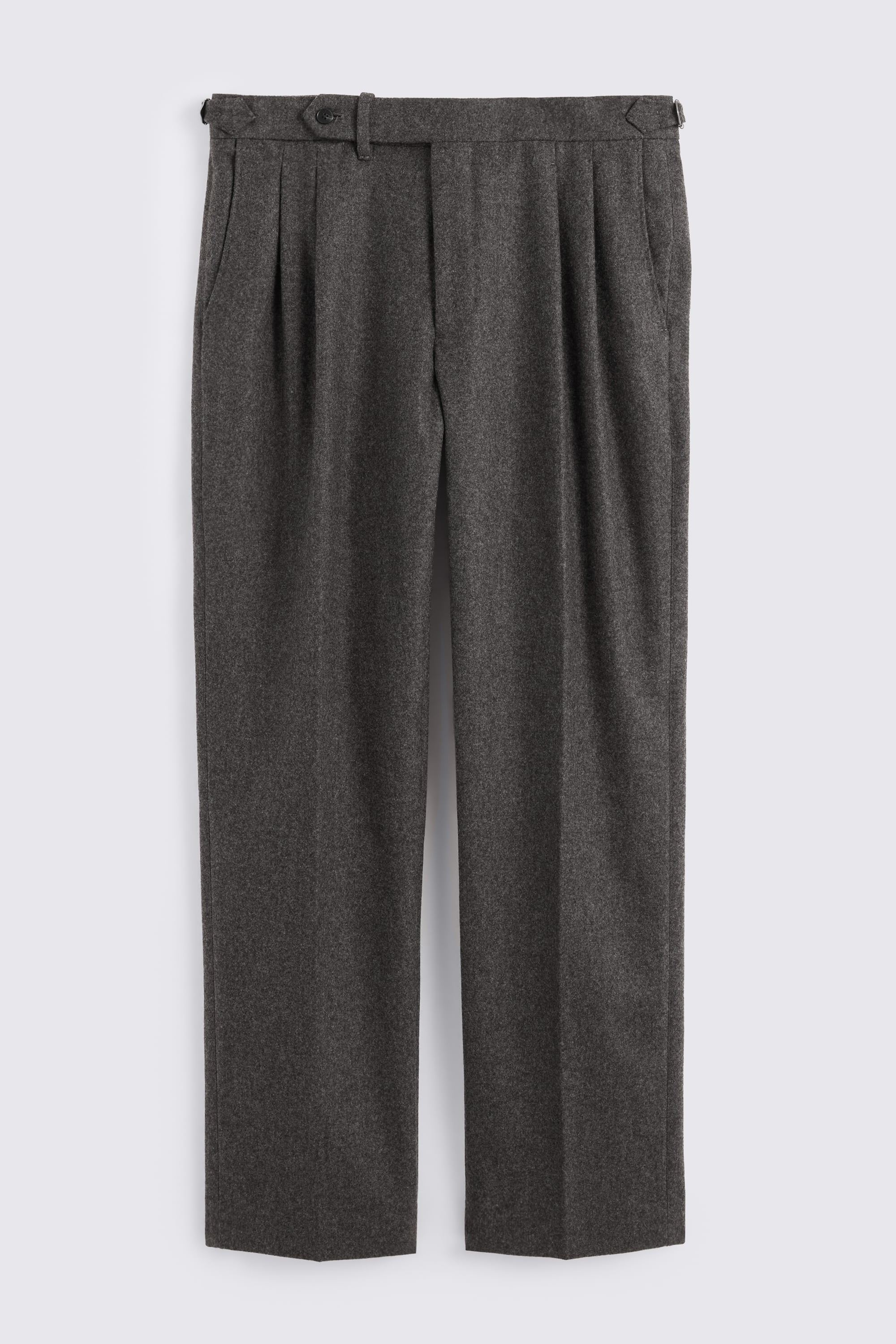 Charcoal Flannel Pleated Pants